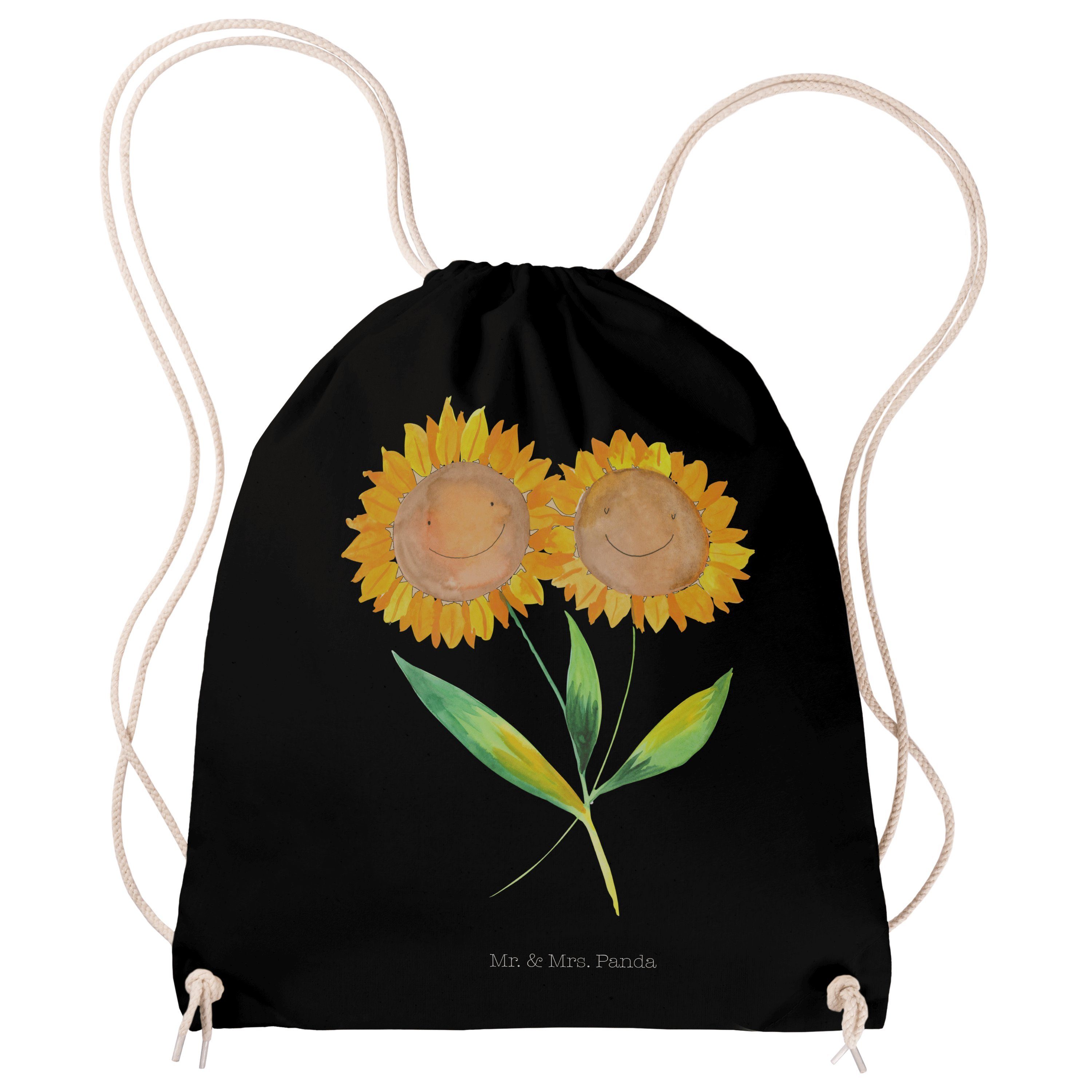 Mr. & Mrs. Panda Sporttasche Sonnenblume - Schwarz - Geschenk, Stoffbeutel, Sonnenblumen, Sportbeu (1-tlg) | Canvas-Taschen