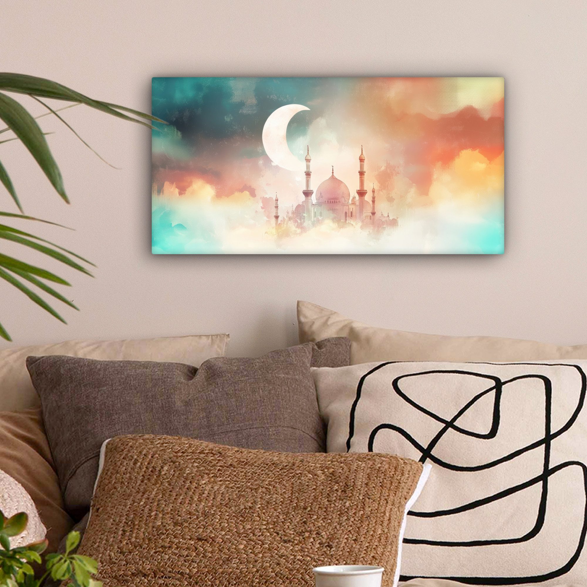 OneMillionCanvasses® Leinwandbild Panorama Moschee - Bunte günstig online kaufen