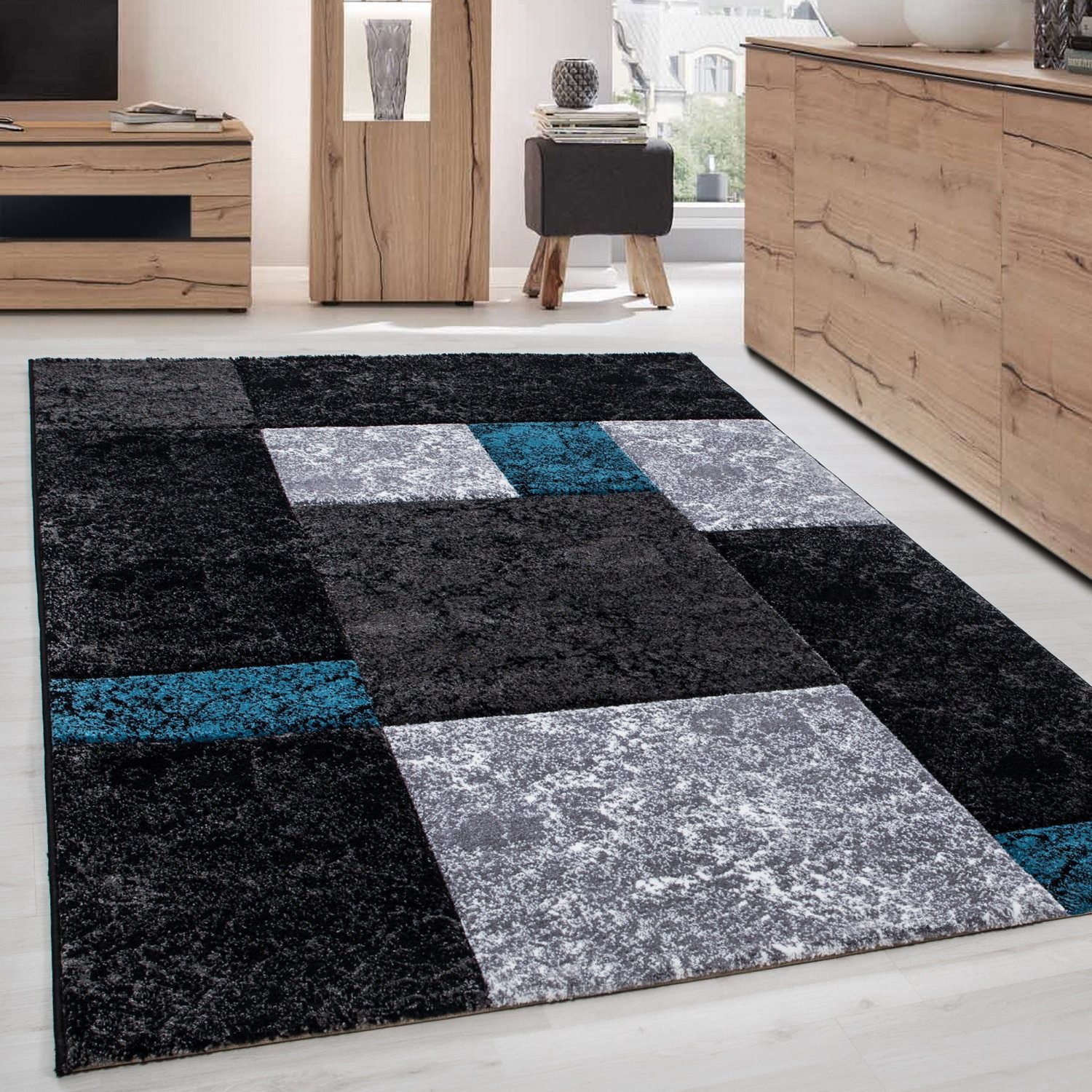 Carpettex Frisé-Teppich Kariert Design, Läufer, Höhe: günstig online kaufen