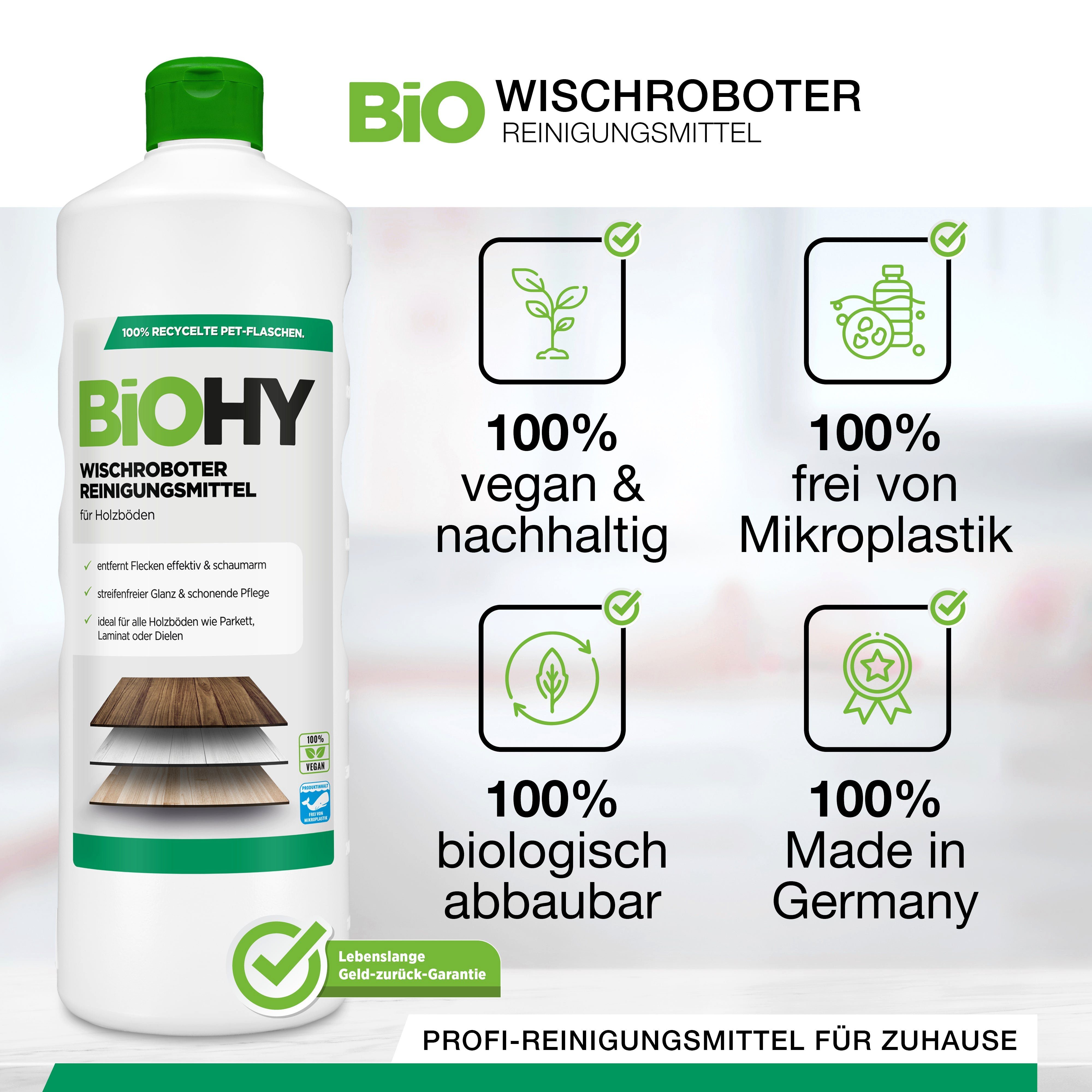 BiOHY Wischroboter Reinigungsmittel für Holzböden 1 x 1 Liter Flasch... Vinyl- und Designbodenreiniger (1-St)