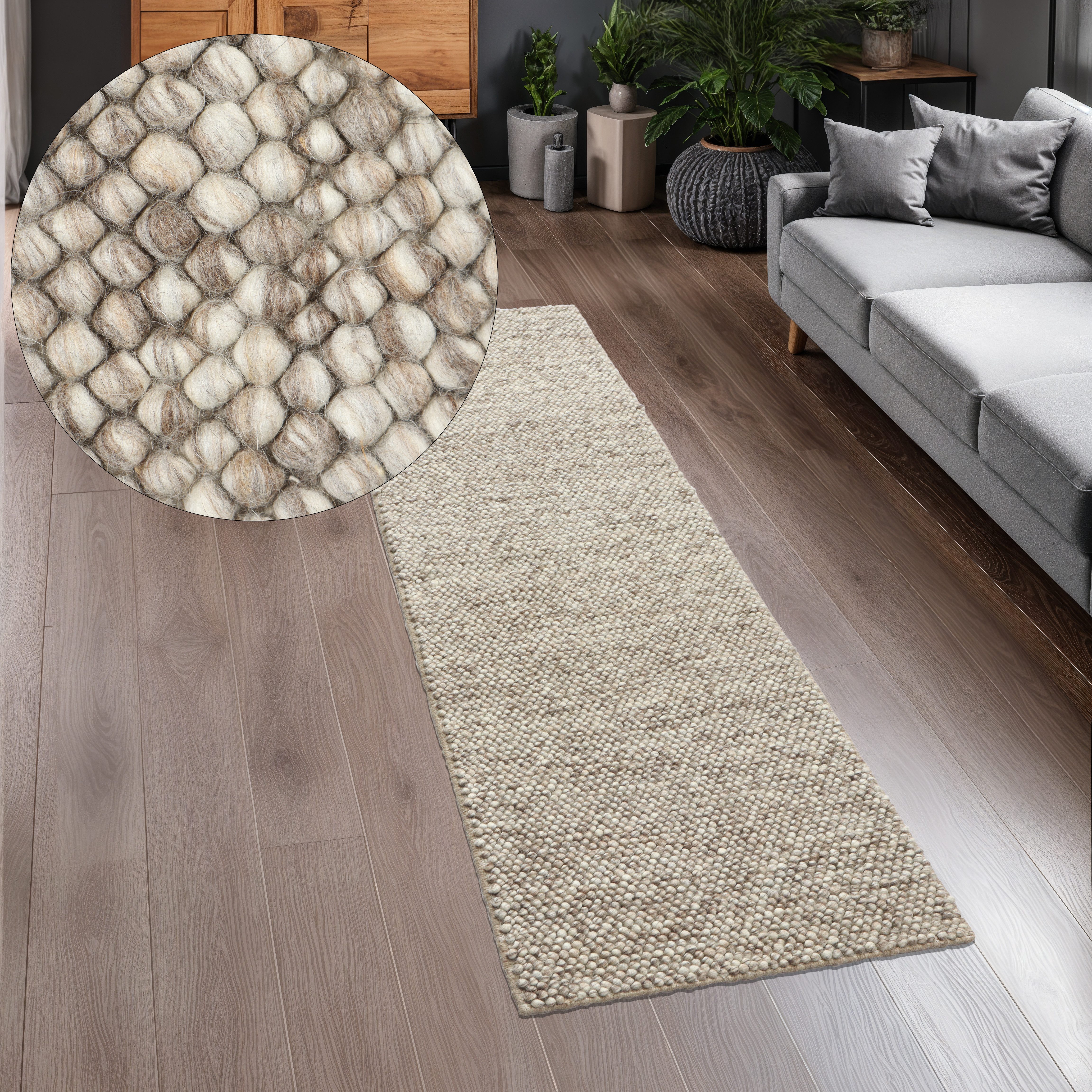 LeGer Home by Lena Gercke Wollteppich Ainhoa, handgewebt, Wolle, rechteckig, Höhe: 12 mm, einfarbig, Wolle, Teppich, Wohnzimmer, Schlafzimmer, Esszimmer
