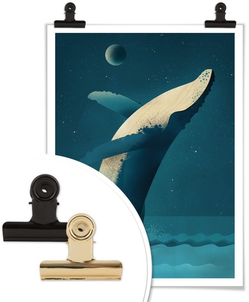 Wandposter Whale, Humpback Poster Wall-Art St), Bild, (1 Poster, Schriftzug Wandbild,