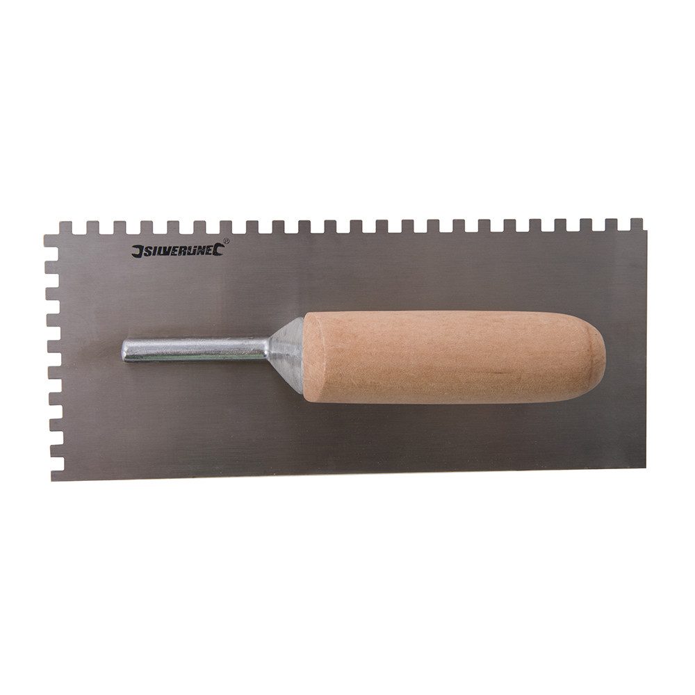 Maurerkelle Zahnkelle 280 x 120 mm mit 6 mm Zahnung und Holzgriff