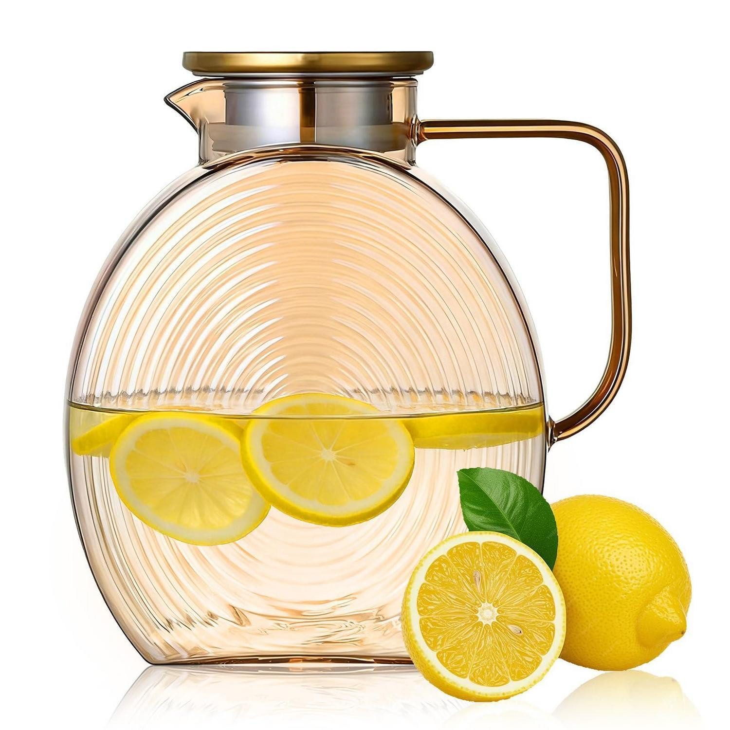 LuxusKollektion Karaffe Teekanne Glas 2.2L Champagnerfarben