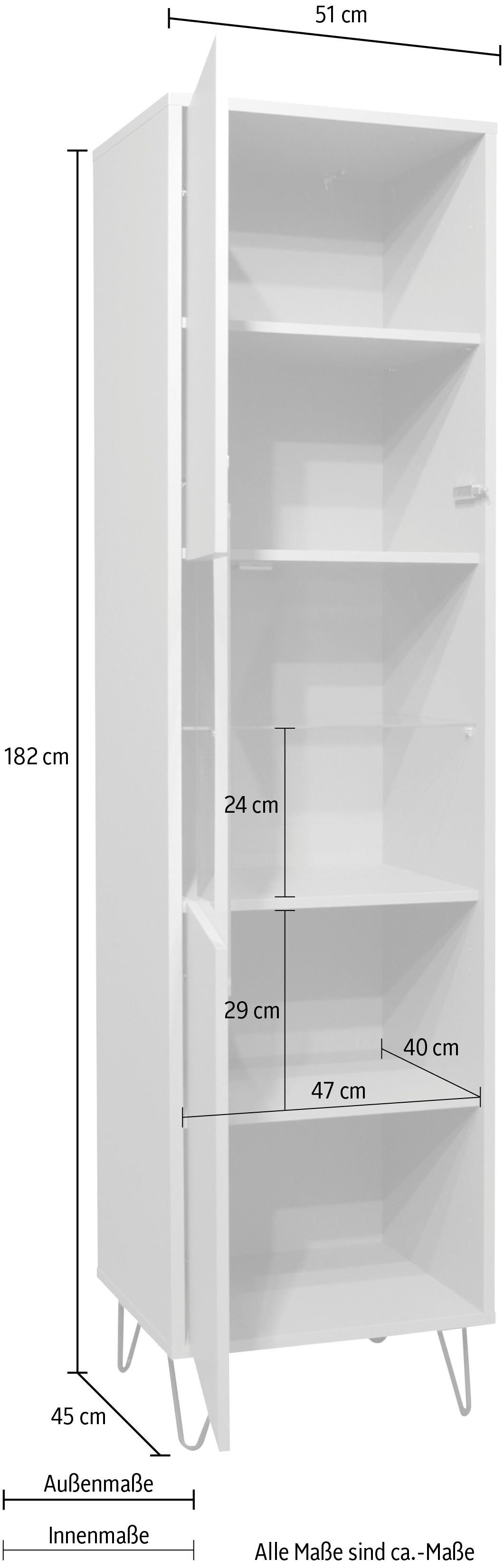 matt Drahtgestell anthrazit 51 cm, Standvitrine lack Bonnie Mäusbacher Türanschlag mit Breite wechselbar,