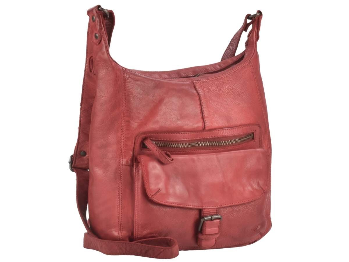 red 30cm, Anna, Shopper, Damen Umhängetasche Design Bear rot Handtasche, Leder Schultertasche in