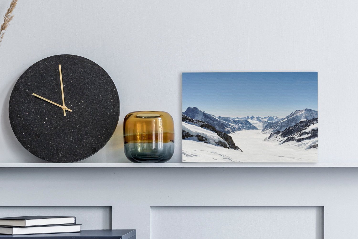 Blick Wanddeko, auf Jungfraujoch Europa, OneMillionCanvasses® Leinwandbilder, Aufhängefertig, Aletschgletscher cm 30x20 in vom (1 den Leinwandbild Wandbild St),
