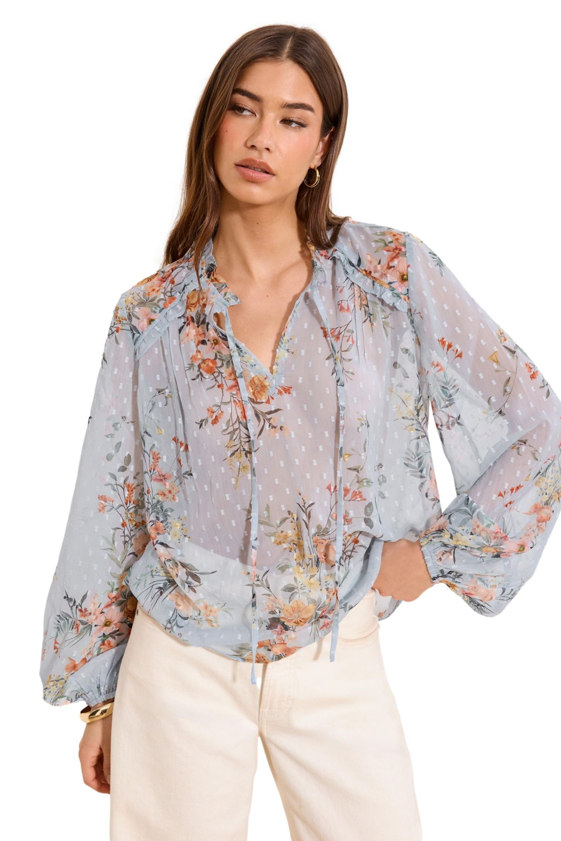 Langarmbluse Lipsy Bluse mit Binde-Ausschnitt, Regular