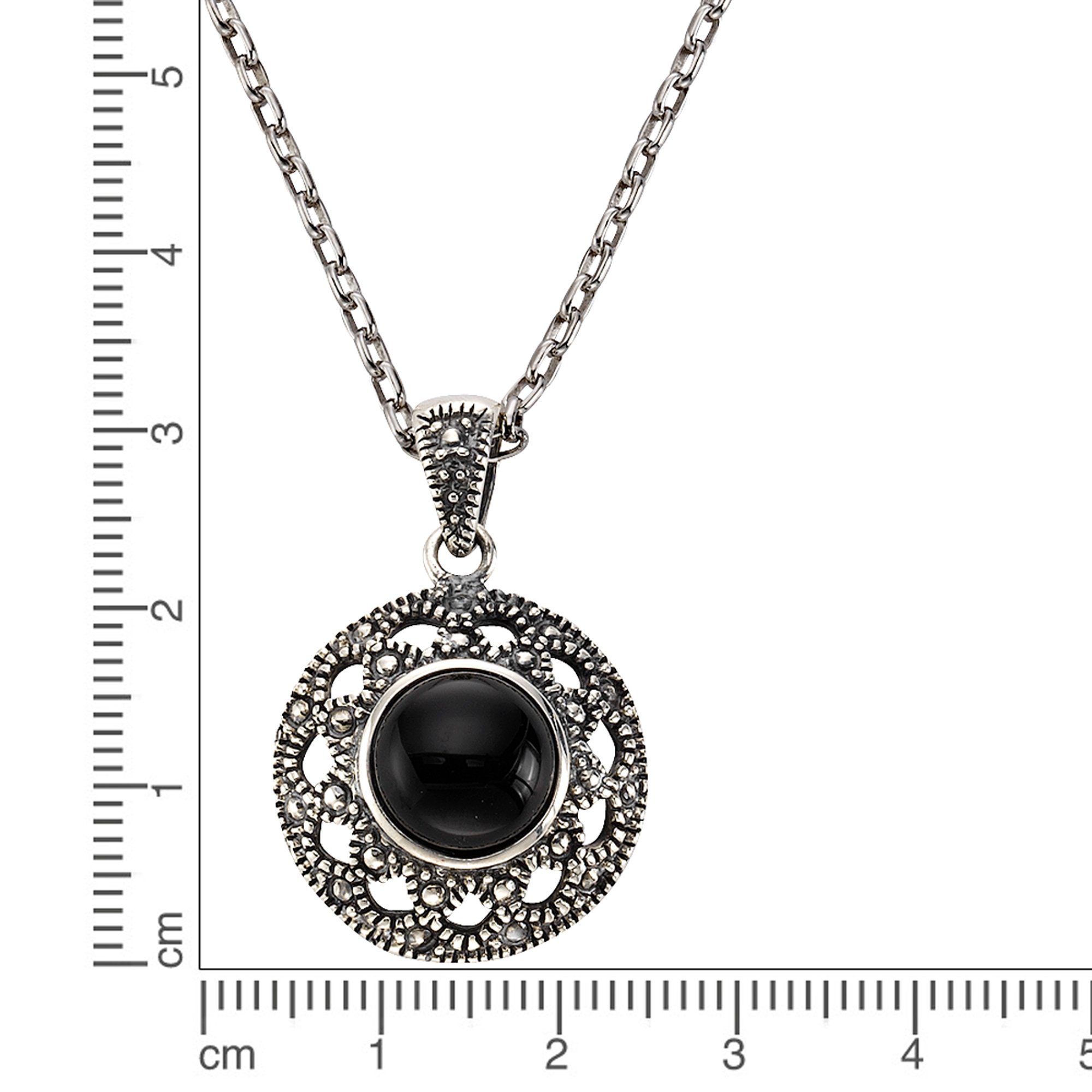 Sterling Anhänger mit 925/- Kette Zeeme Silber schwarz Achat