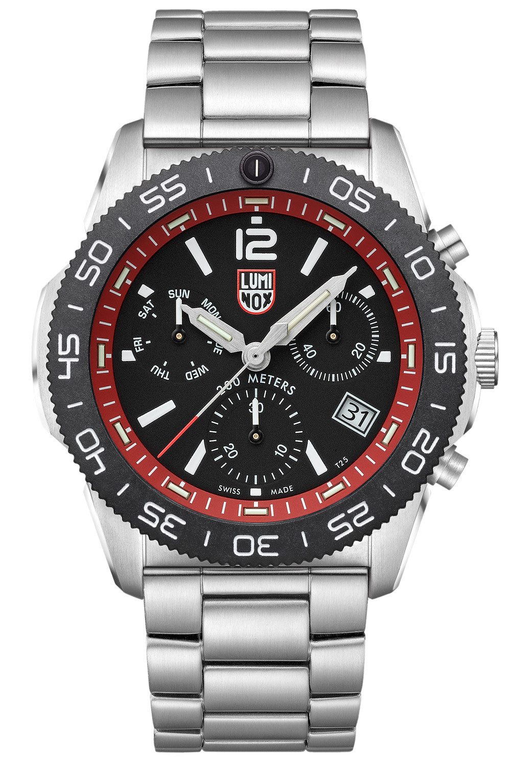 Luminox Quarzuhr Taucheruhr Chronograph Pacific Diver Schwarz/Rot