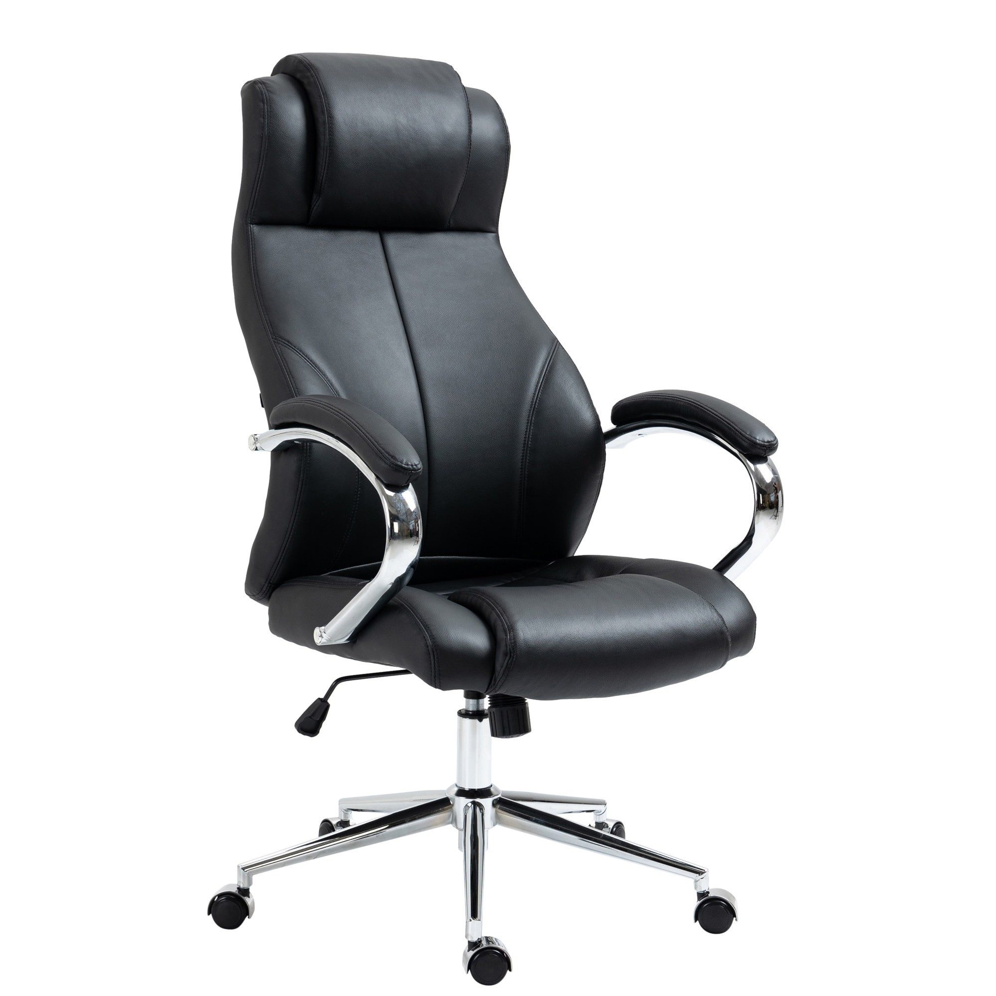 CLP Bürostuhl Chefsessel Schreibtischstuhl Drehstuhl (Spar-Set, 1 St), Echtleder, Kopfstütze, Wippmechanik, bis 136 kg
