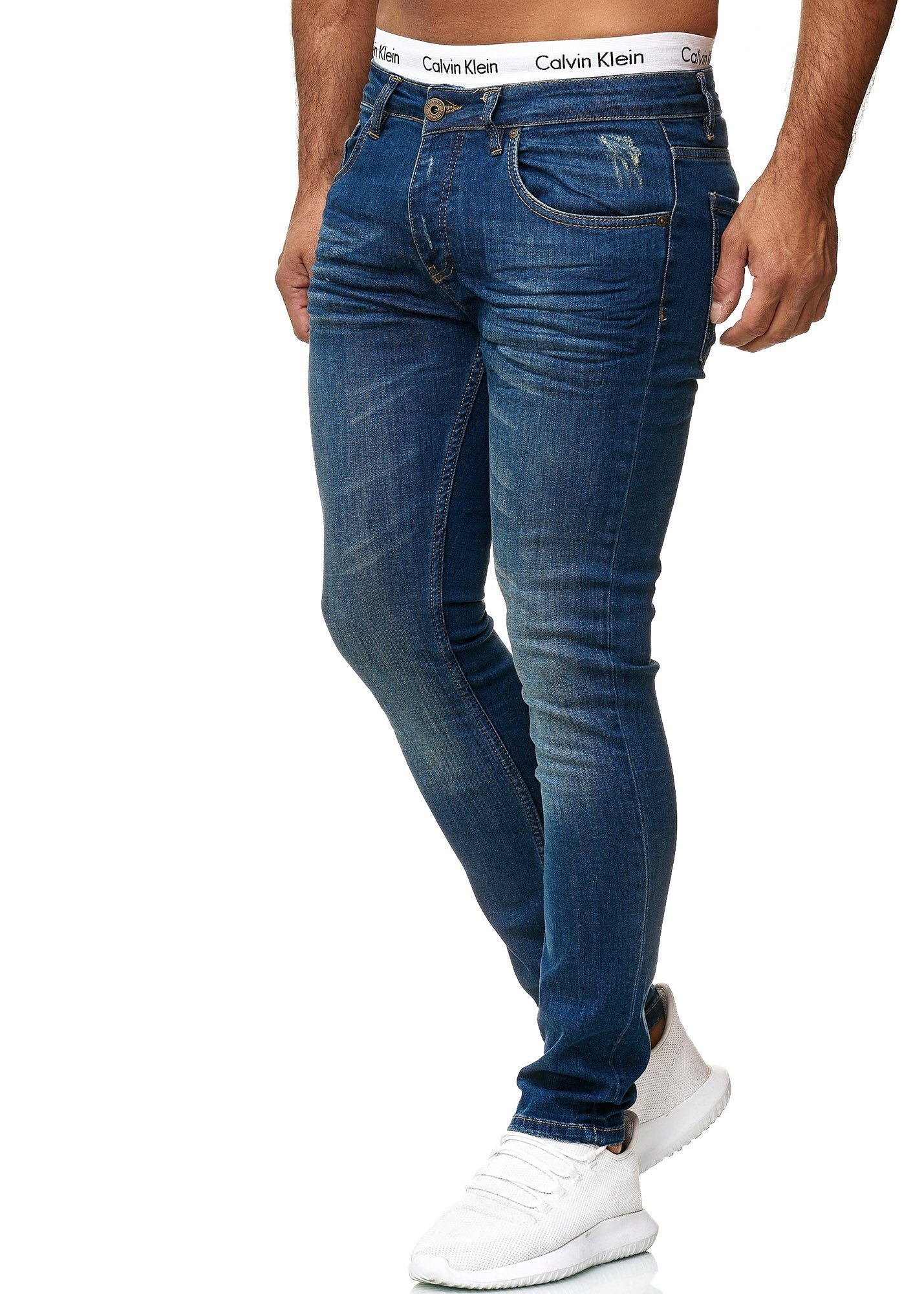 Bootcut, Casual Freizeit Straight-Jeans OneRedox Used 600JS 608 1-tlg) (Jeanshose Blue Business Heavy Designerjeans