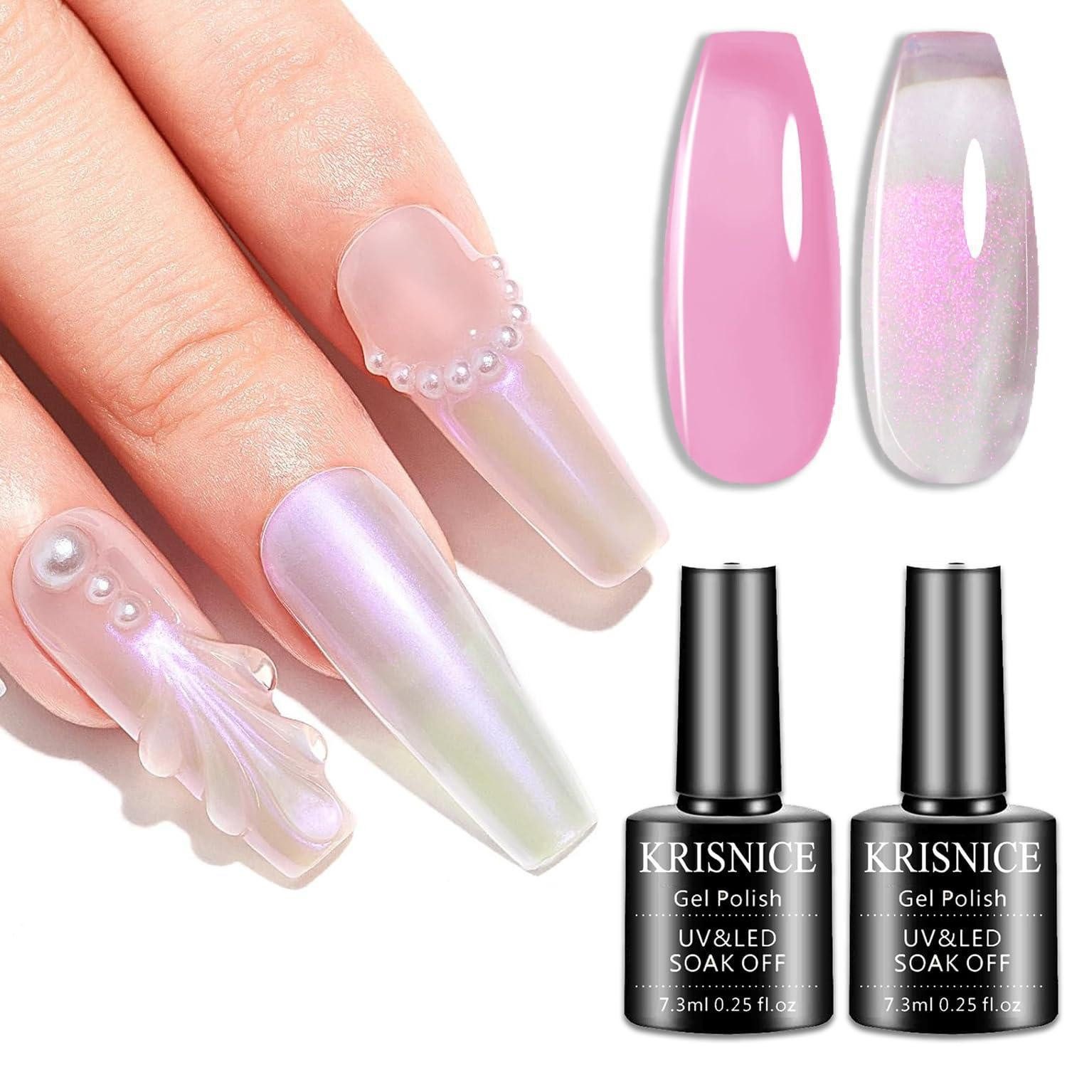 LuxusKollektion UV-Nagellack Gel Nagellack Rosa Jelly Glitzer 7.3ml (2er Pack)