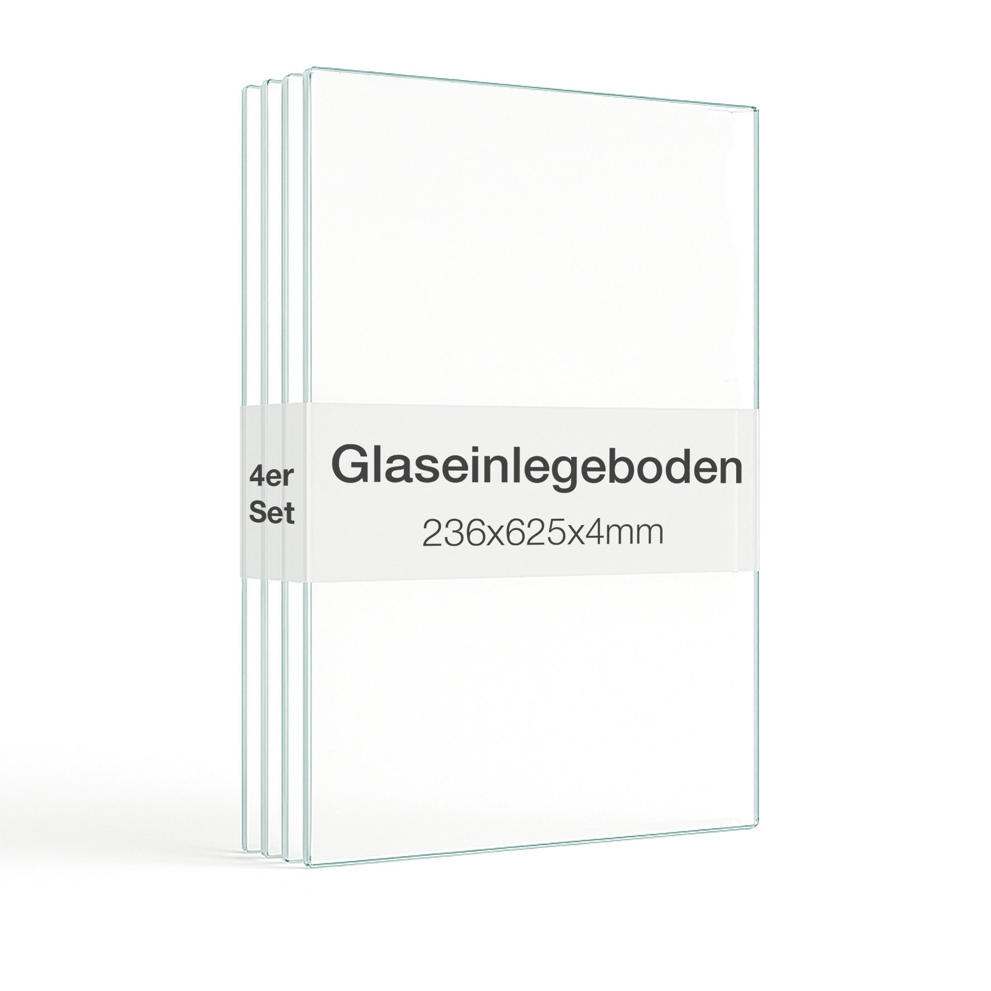 K-Möbel Glasvitrine Glasboden Standvitrine 2-türig 4er Set (4-St) Inkl Bodenträger & Abdeckkappen