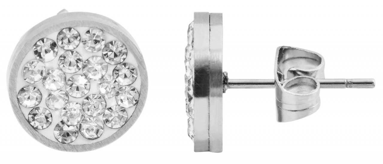 Paar Ohrhänger Damen Ohrstecker aus Edelstahl und Strass Ø 10 mm