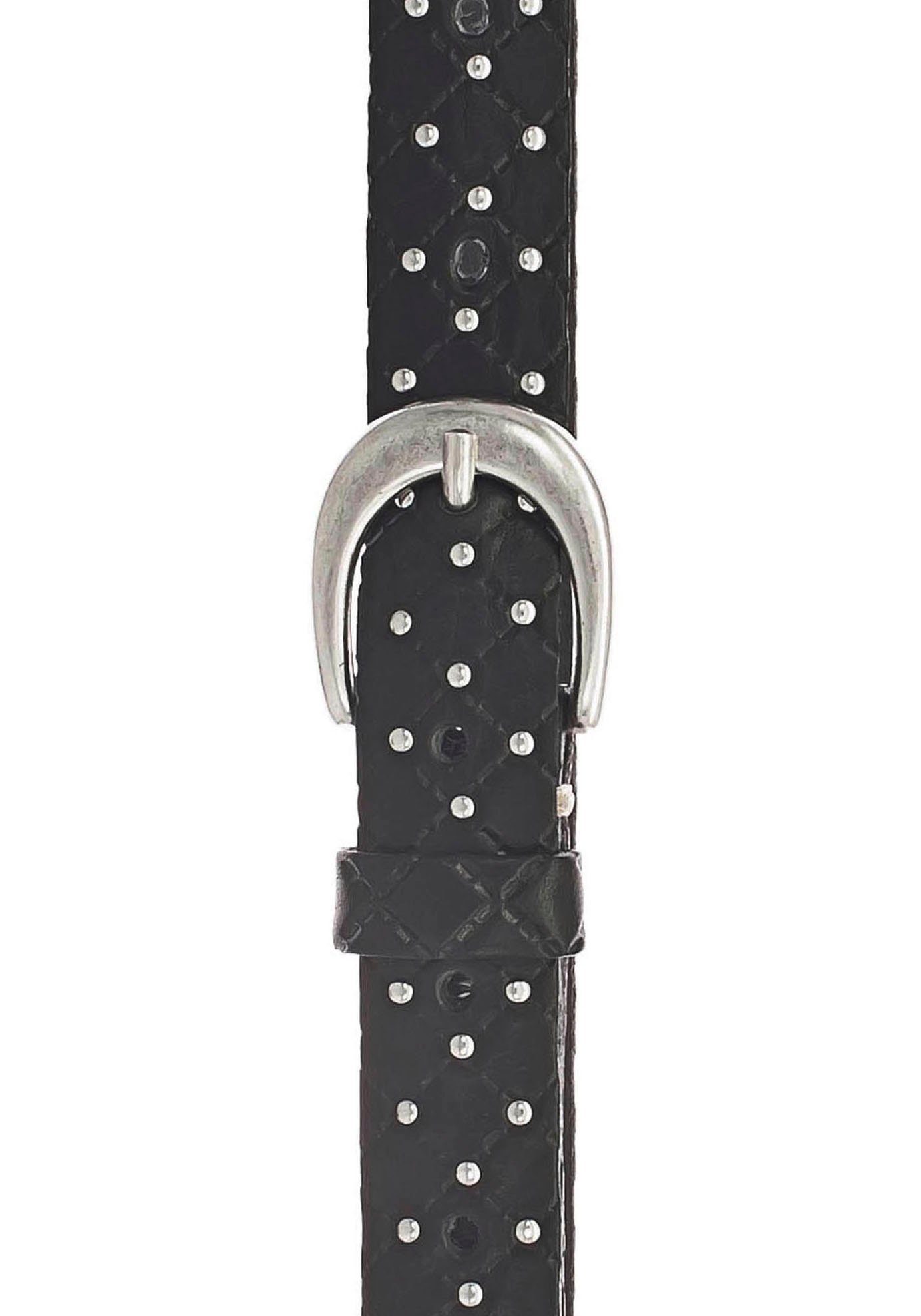 Prägung schwarz mit Nieten und Ledergürtel b.belt