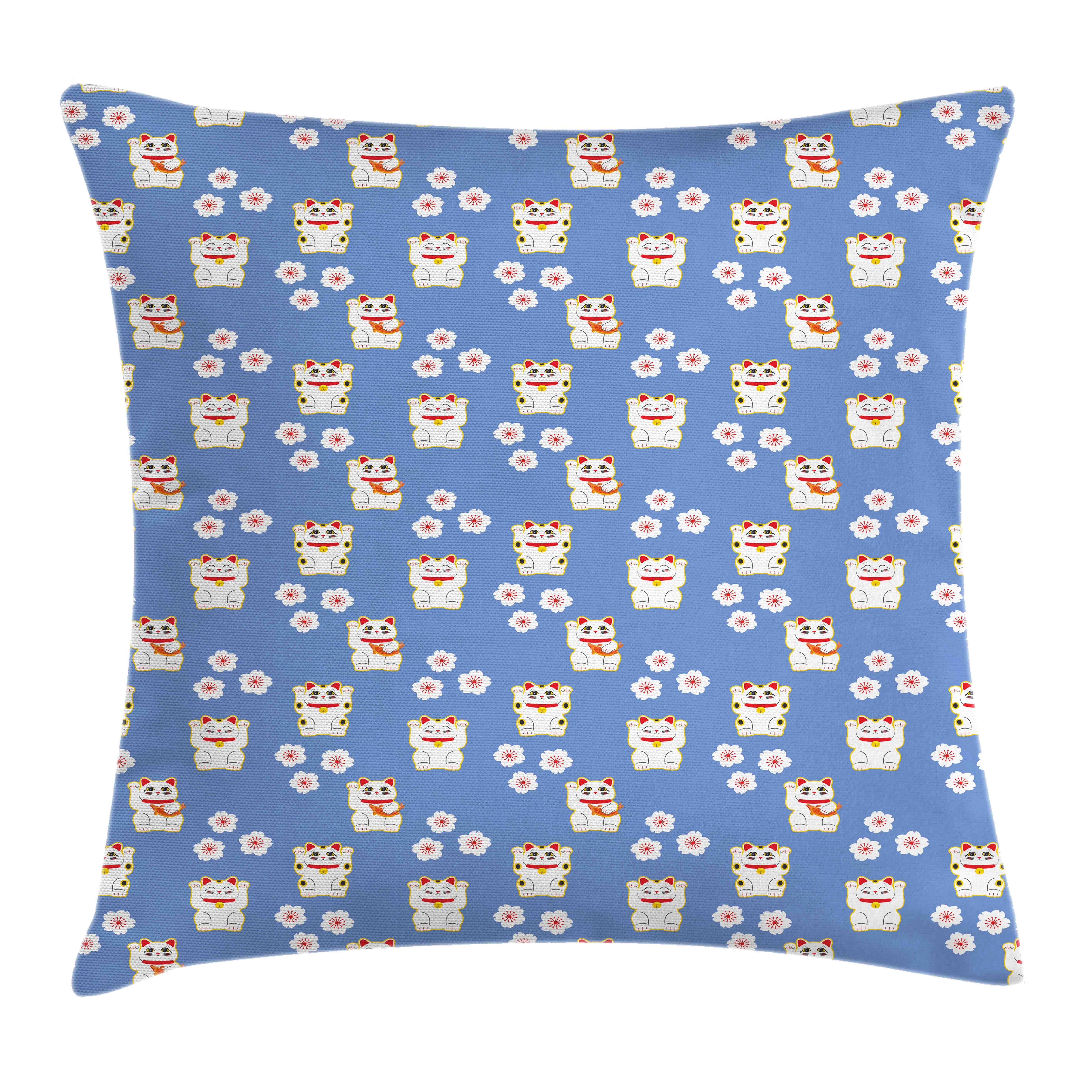 Stück), Farben Abakuhaus mit Reißverschluss Druck, Maneki Neko-Katzen-Muster Beidseitiger (1 Katze Kissenhülle mit Waschbar Süße Klaren Farbfesten Kissenbezüge