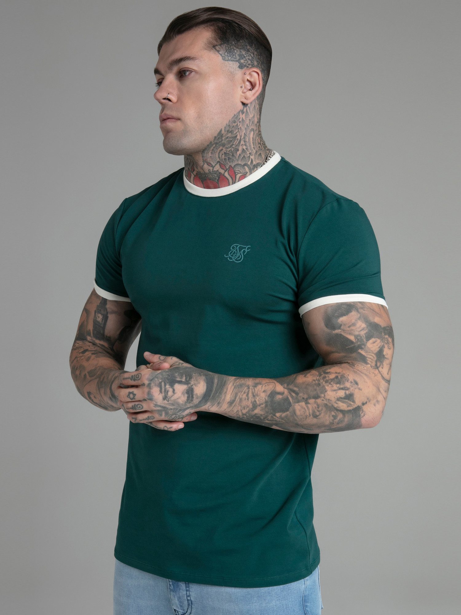 Siksilk T-Shirt SikSilk Herren Grünes Ringer günstig online kaufen