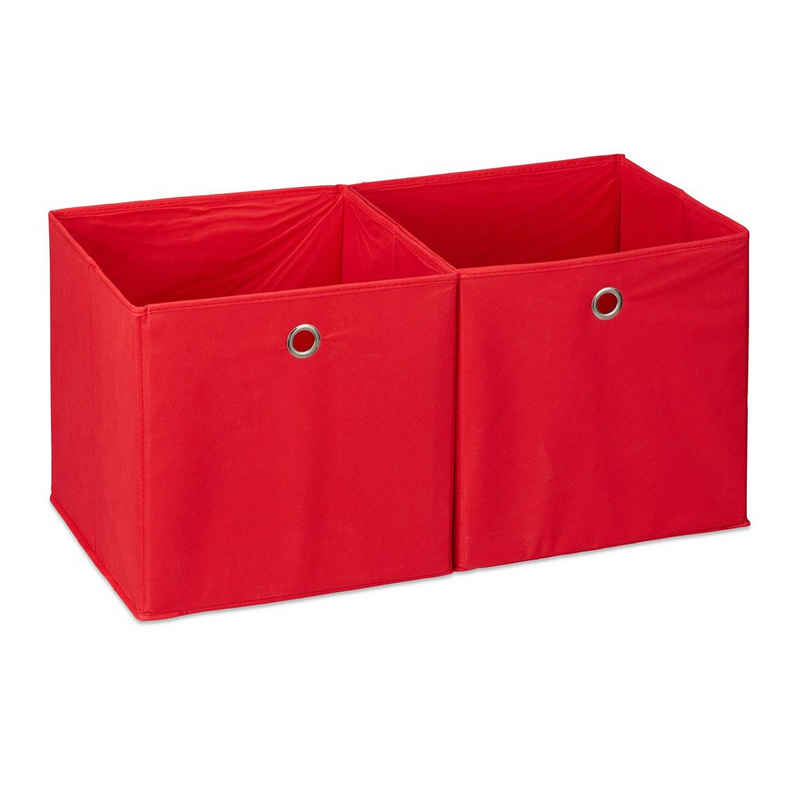 relaxdays Aufbewahrungsbox Aufbewahrungsbox Stoff im 2er Set, Rot