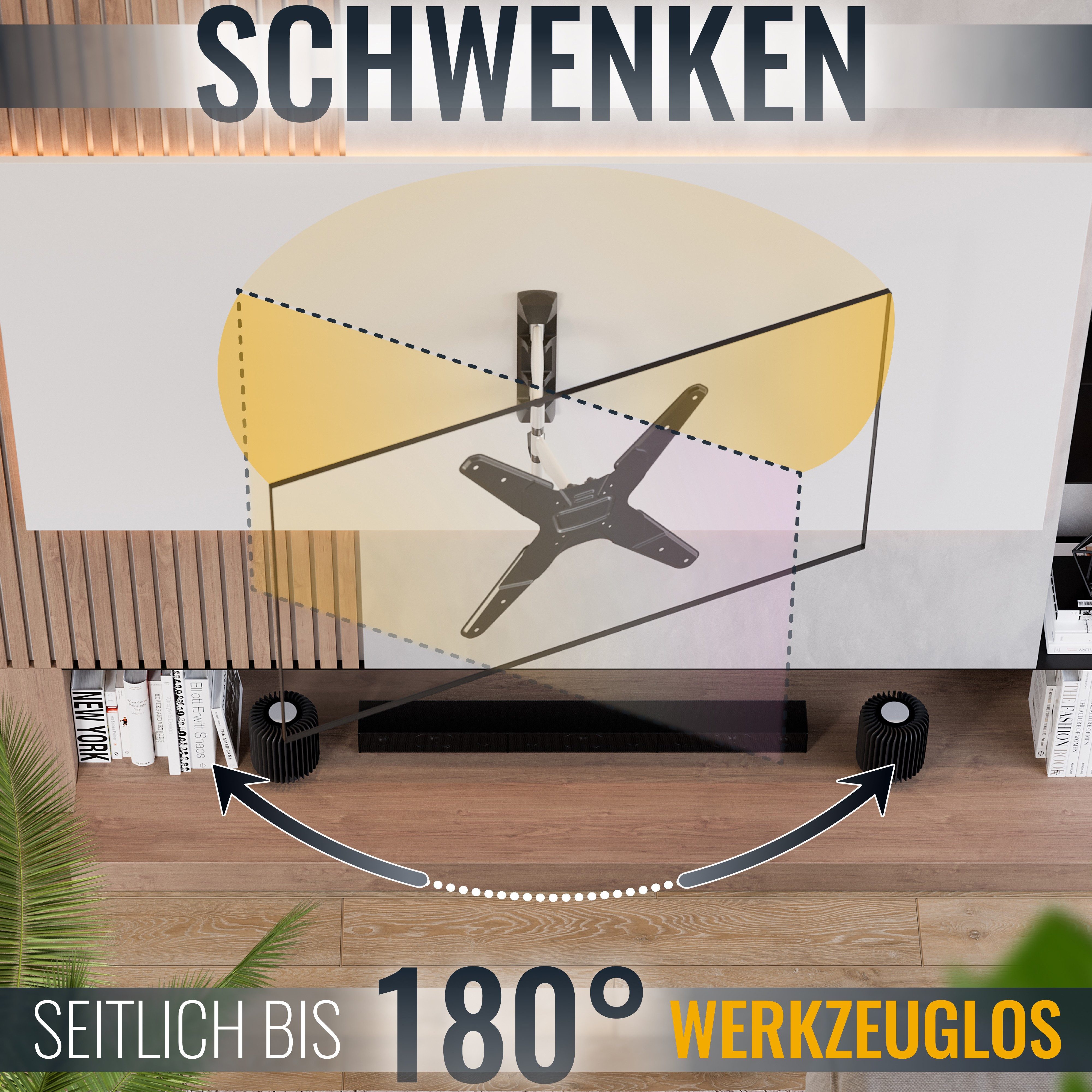 RICOO TV-Wandhalterung S3244, (bis 55 Zoll, VESA bis 400x400, 1-tlg., schwenkbar neigbar ausziehbar Fernseher Halter universal VESA 400x400)