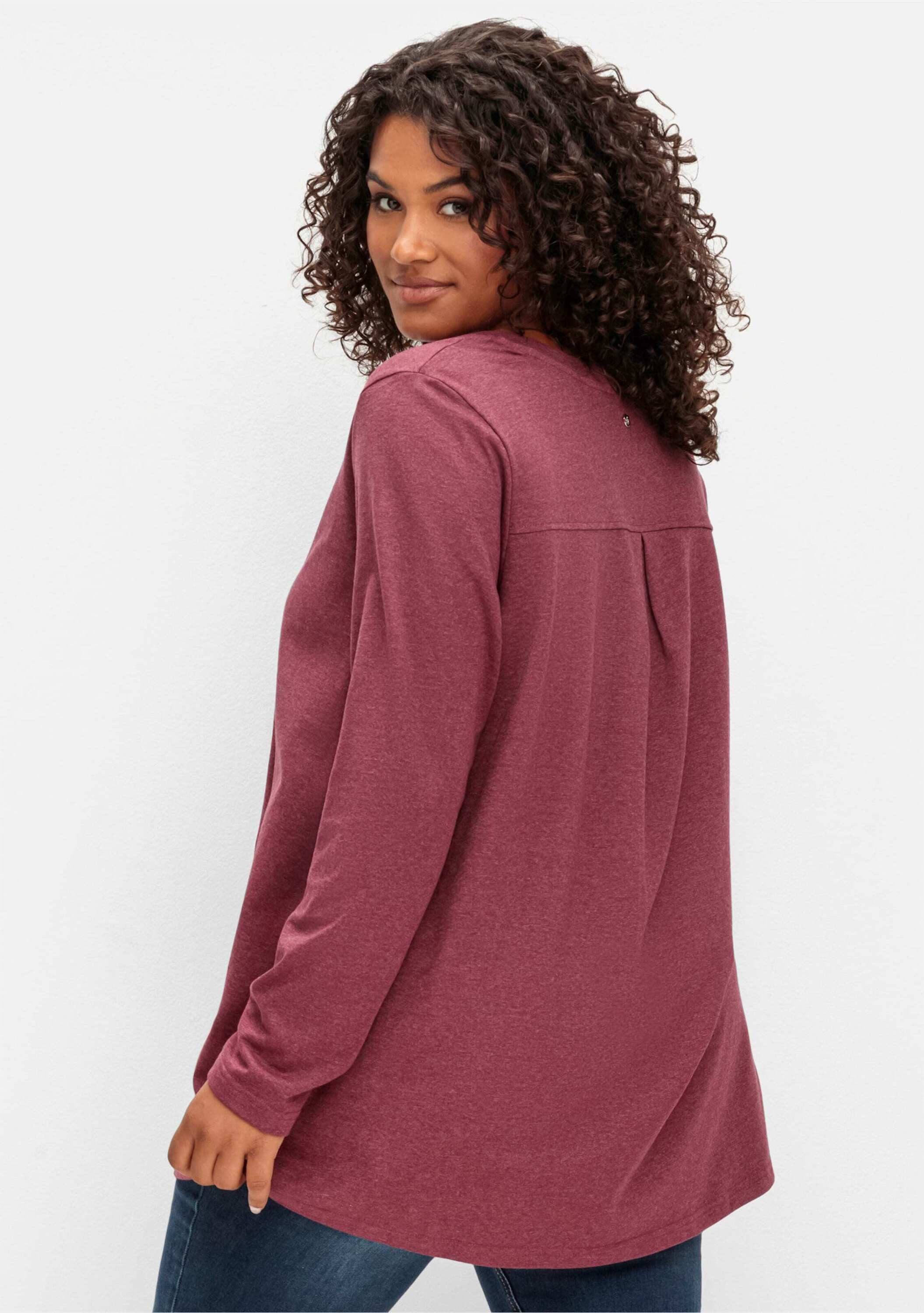 Sheego T-Shirt Langarmshirt Langarm in A-Linie, mit Rundhals