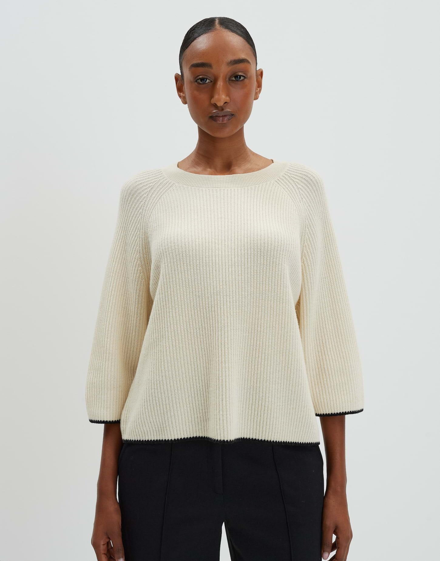 Strickpullover Ripppullover Tijou Loose mit Kaschmir