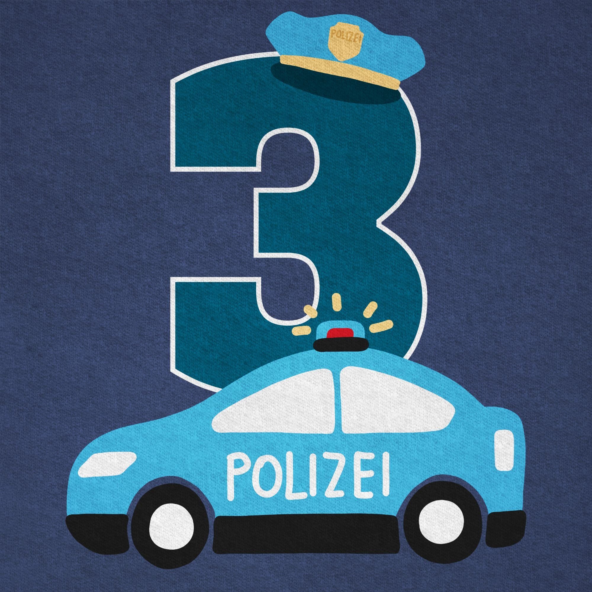 Dritter 2 Dunkelblau 3. T-Shirt Shirtracer Meliert Polizei Geburtstag