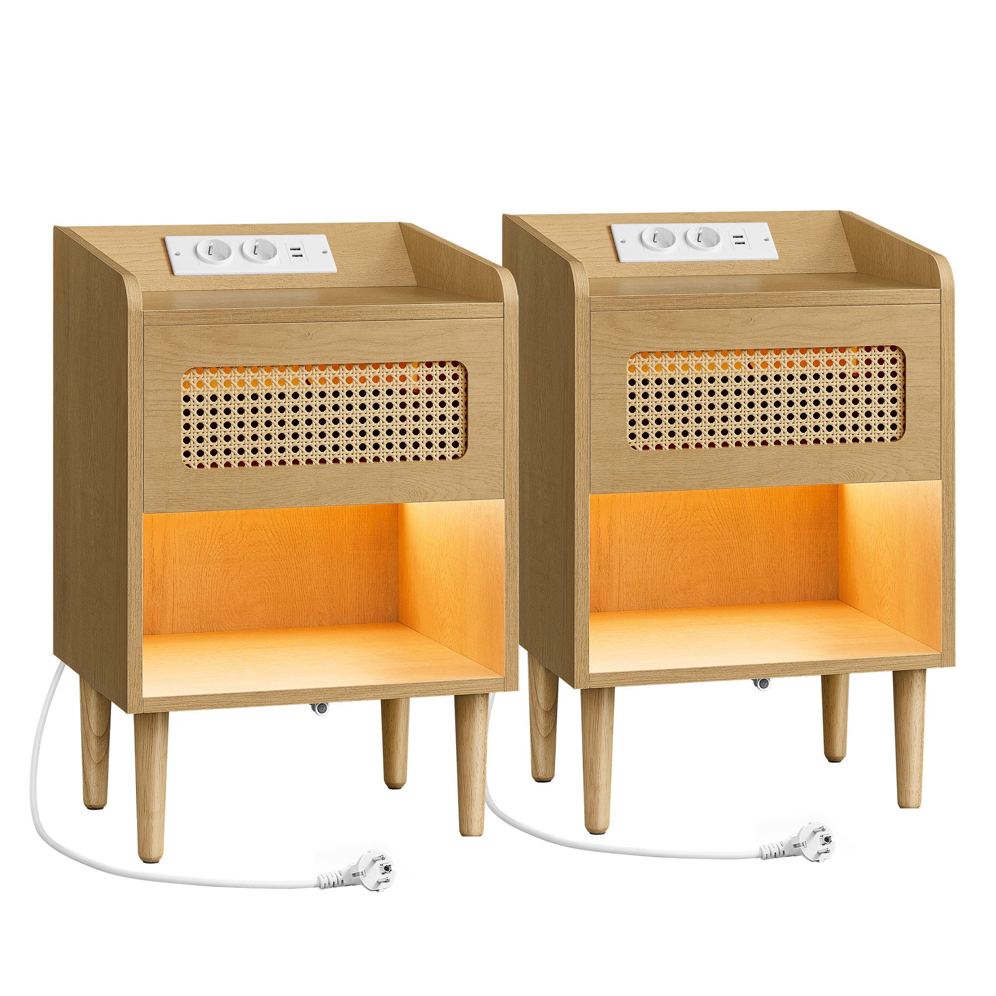 VASAGLE Nachttisch (2-St), mit Ladestation,Beistelltisch mit Bewegungsensor günstig online kaufen