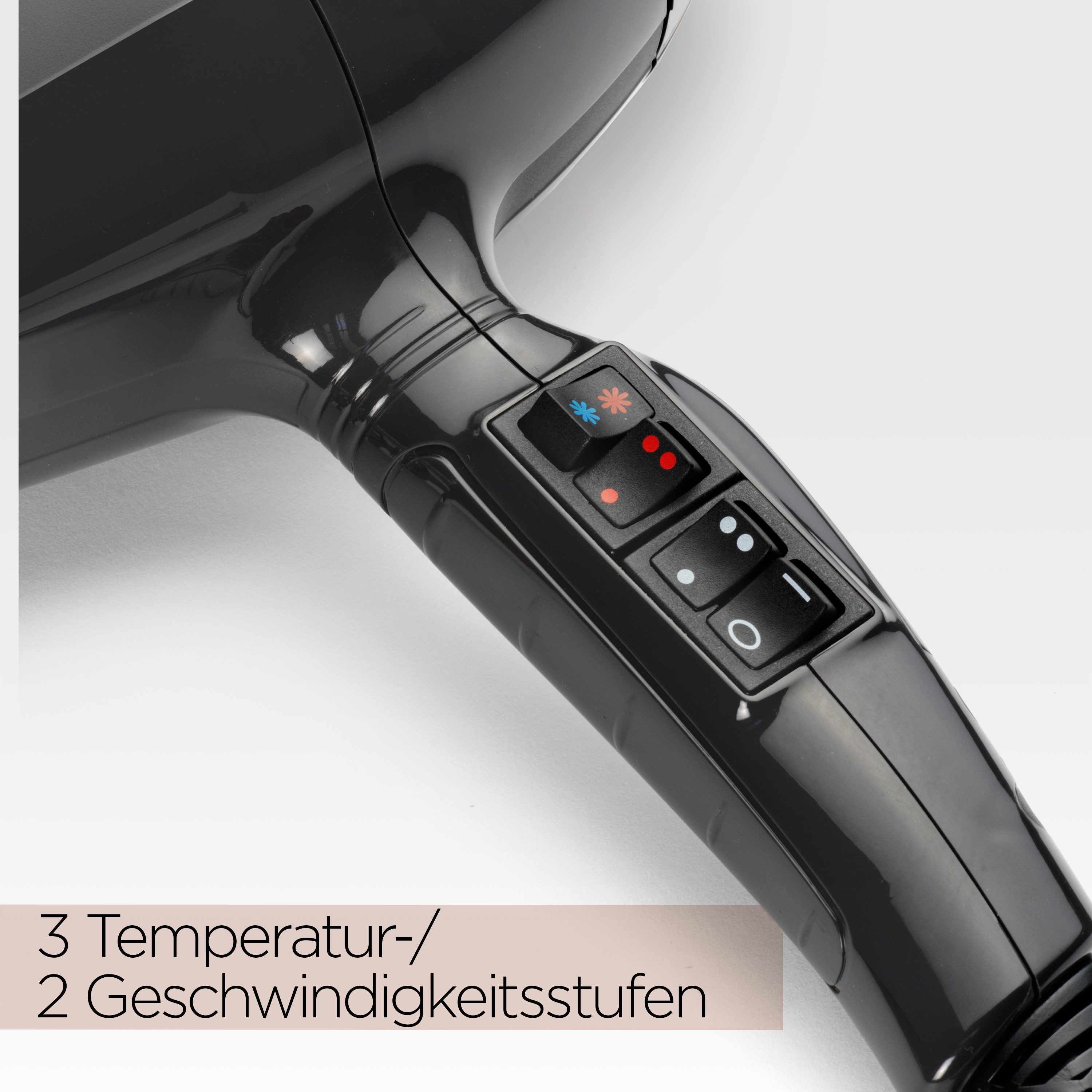 BaByliss Ionic-Haartrockner BaByliss Italian Air Pro Haartrockner mit Ionen-Technologie, 6719DE, 2200 W, Anti-Frizz, Föhn mit 2 Zentrierdüsen und Diffusor, AC-Motor, 2200 W