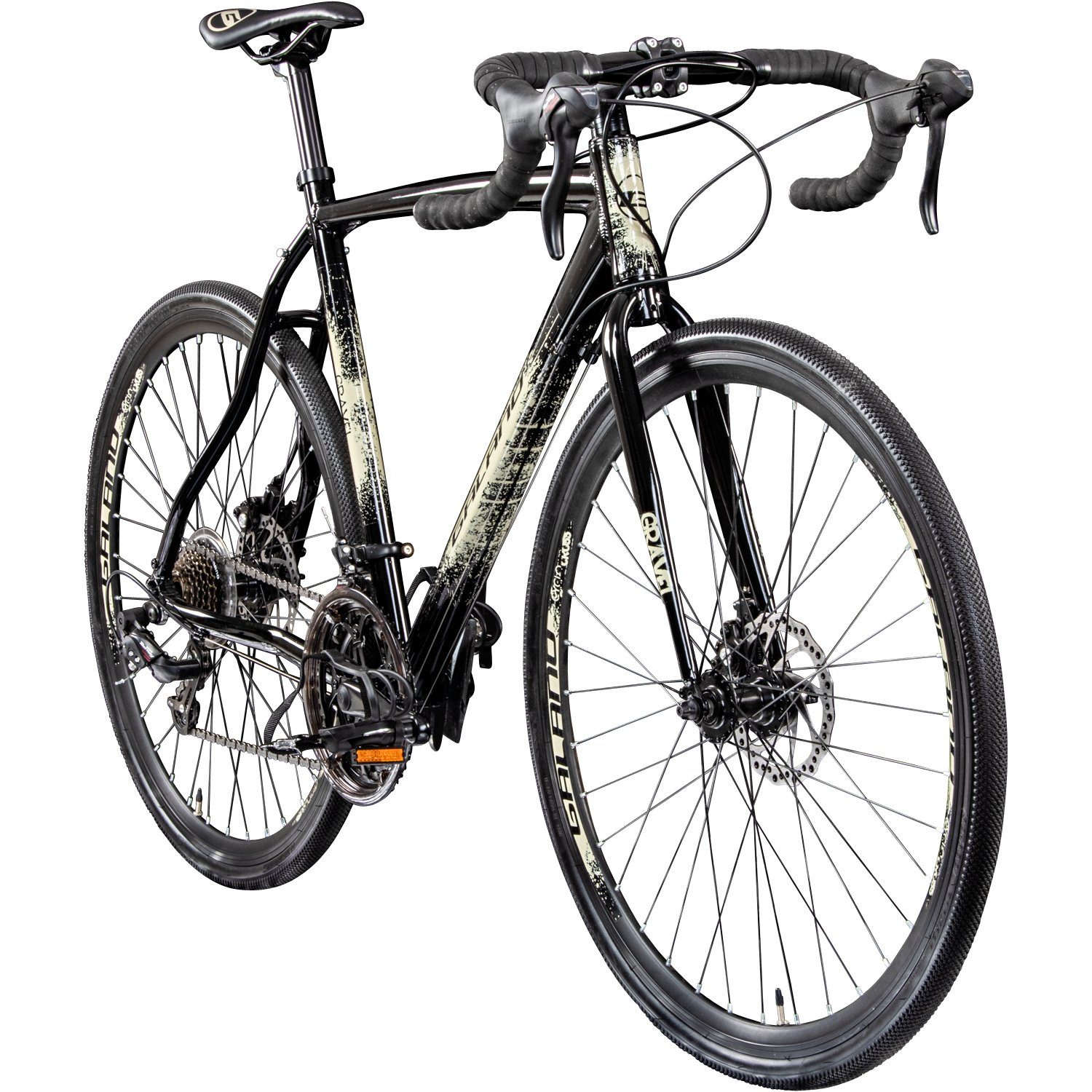 Galano Cyclocross-Rad Gravel STI, 14 Gang, Kettenschaltung, Gravelbike für Damen und Herren 165-185cm Crossbike Fahrrad Cyclocross anthrazit/creme