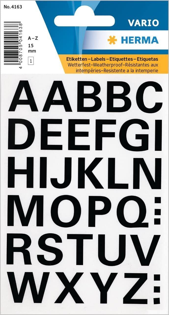 HERMA Aufkleber HERMA Buchstaben-Sticker A-Z, Folie schwarz, 15 mm hoch 4163