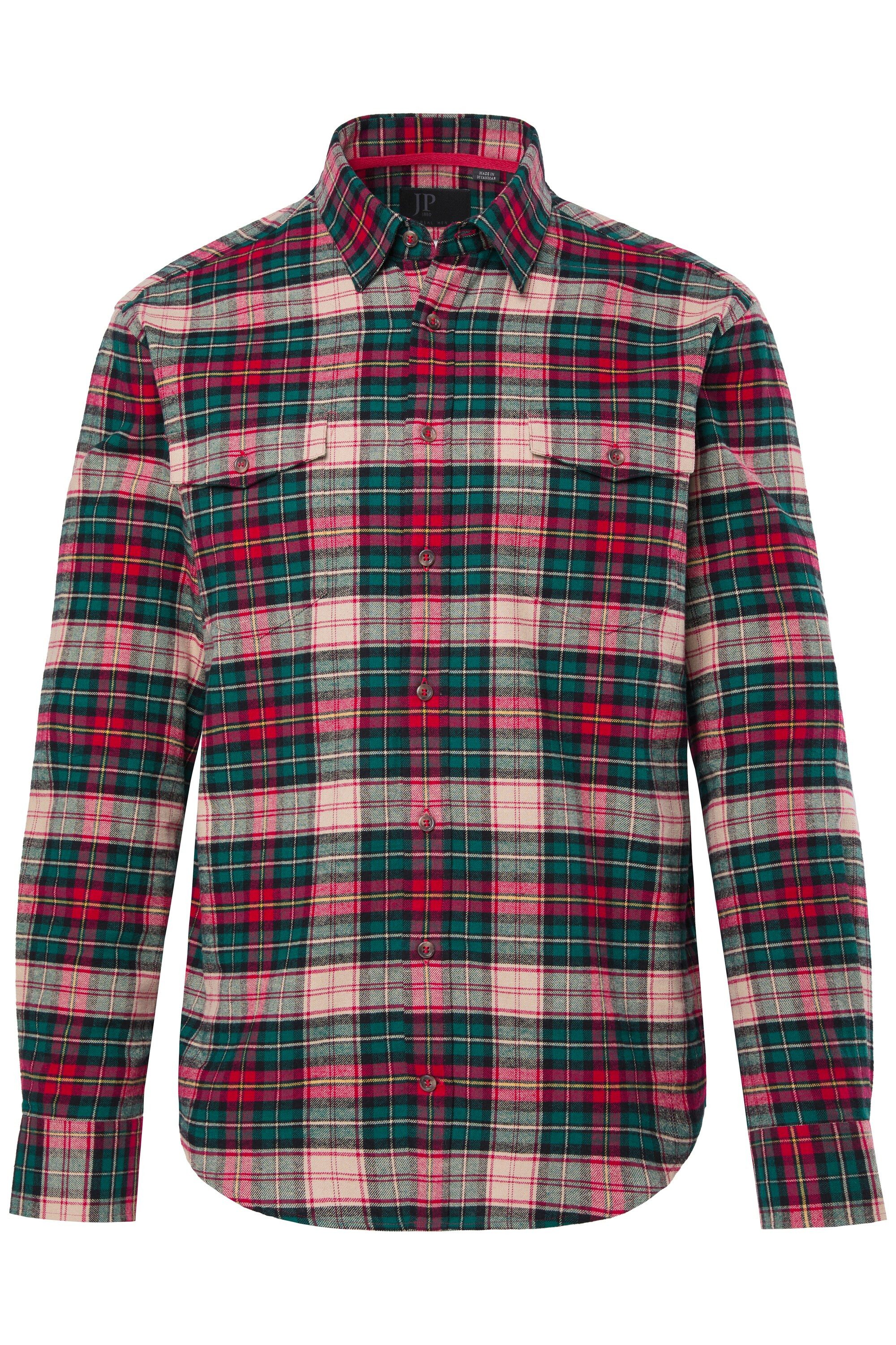 JP1880 Businesshemd Karo-Flanellhemd Langarm Kentkragen Modern Fit
