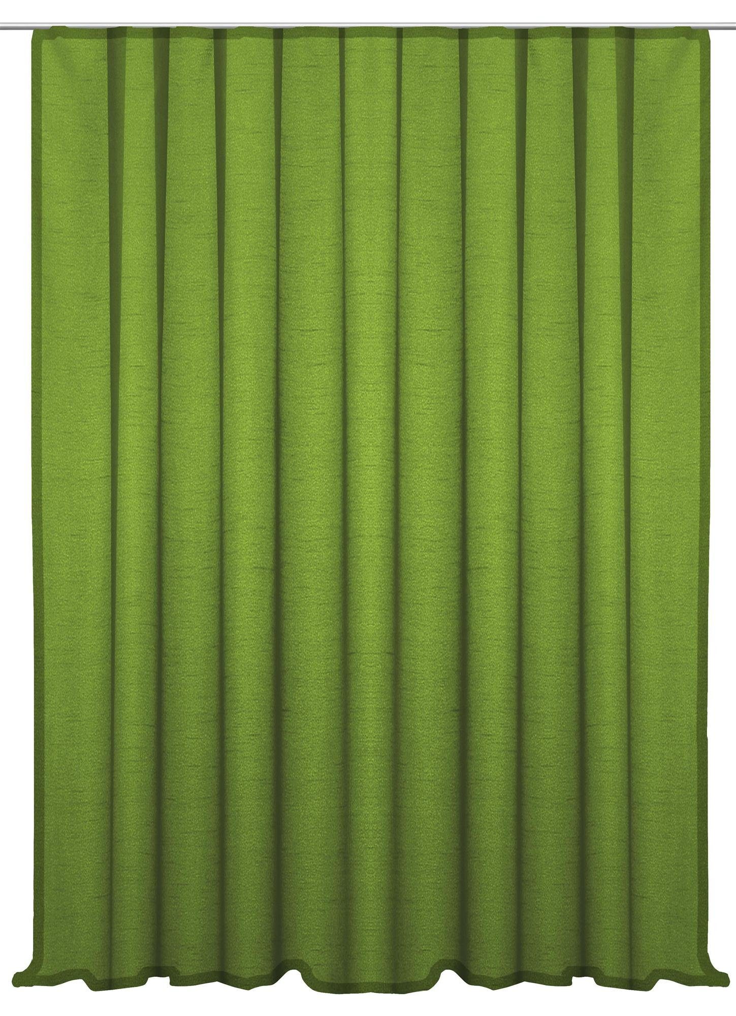 Gardine Vorhang Kräuselband 300x245 cm Seidenglanz halbtransparent Gardine, Haus und Deko, Kräuselband (1 St), halbtransparent, Polyester Grün
