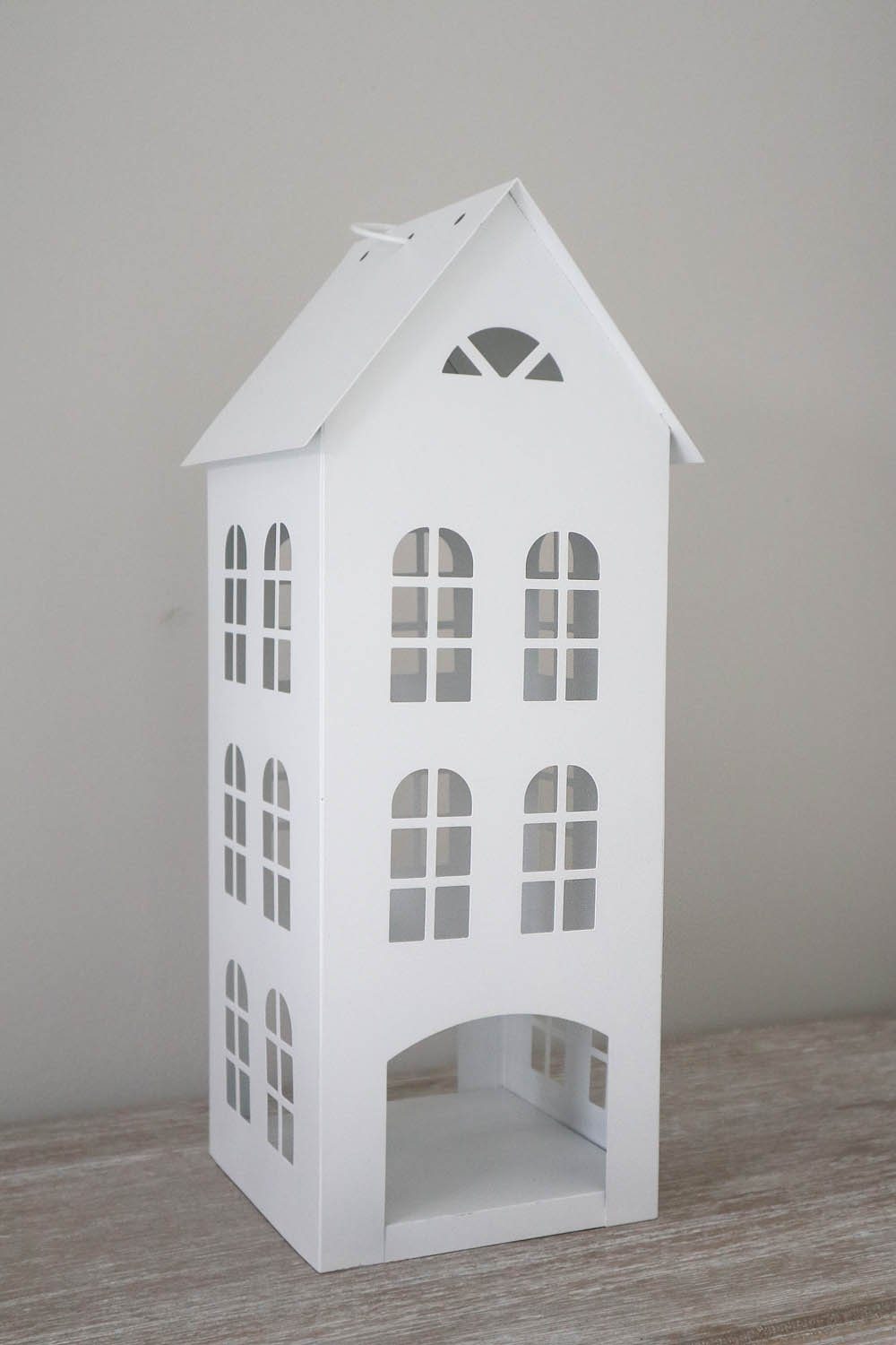 Grafelstein Kerzenlaterne Laterne WHITE HOME weiß Haus aus Metall H45cm Dekohaus (nein, nein) – Bild 3 von 4