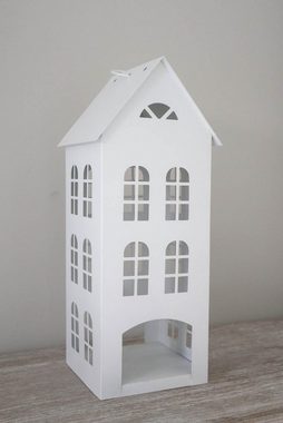 Grafelstein Kerzenlaterne Laterne WHITE HOME weiß Haus aus Metall H45cm Dekohaus
