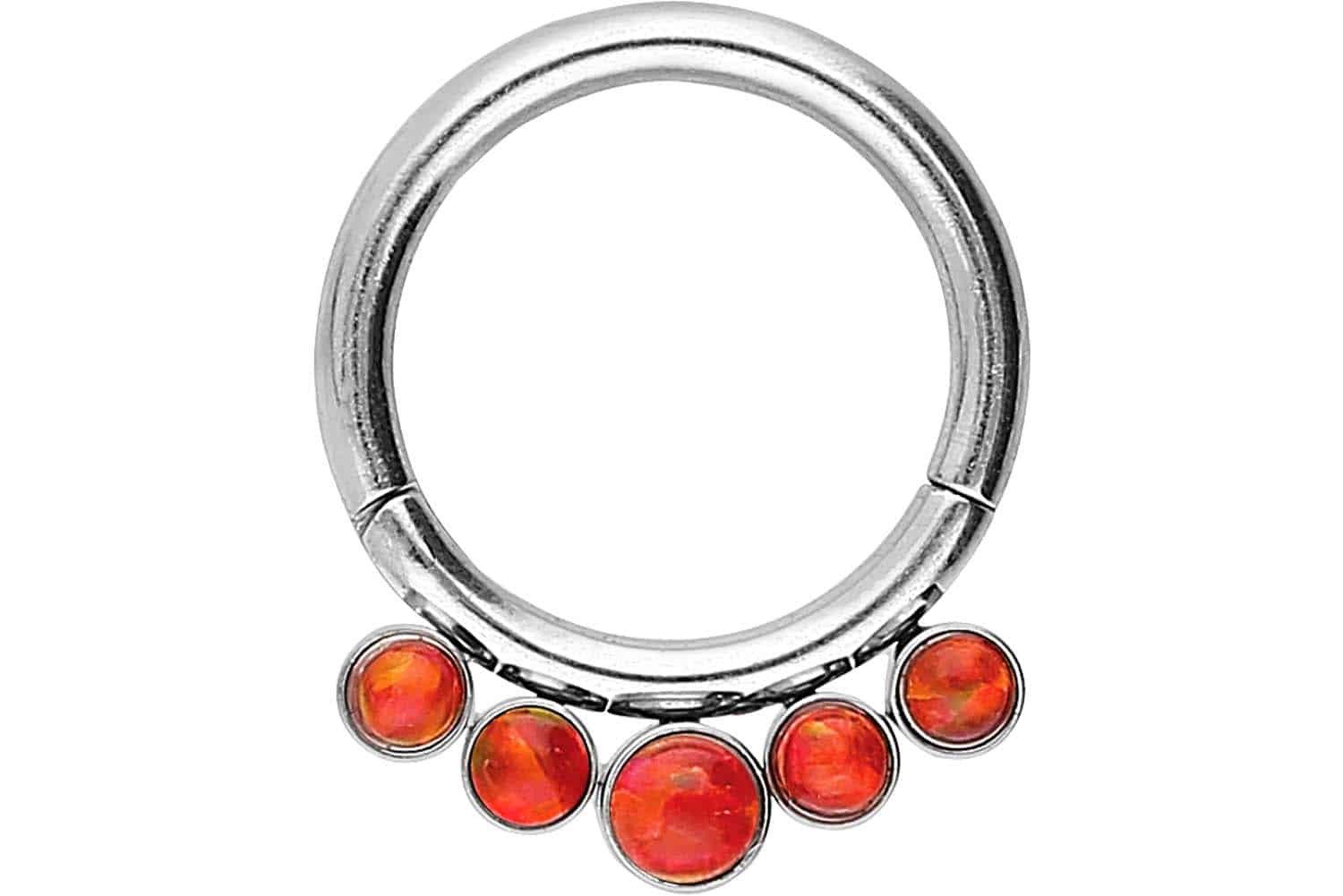 Piercing-Set Chirurgenstahl Segmentring Clicker 5 SYNTHETISCHE OPALE