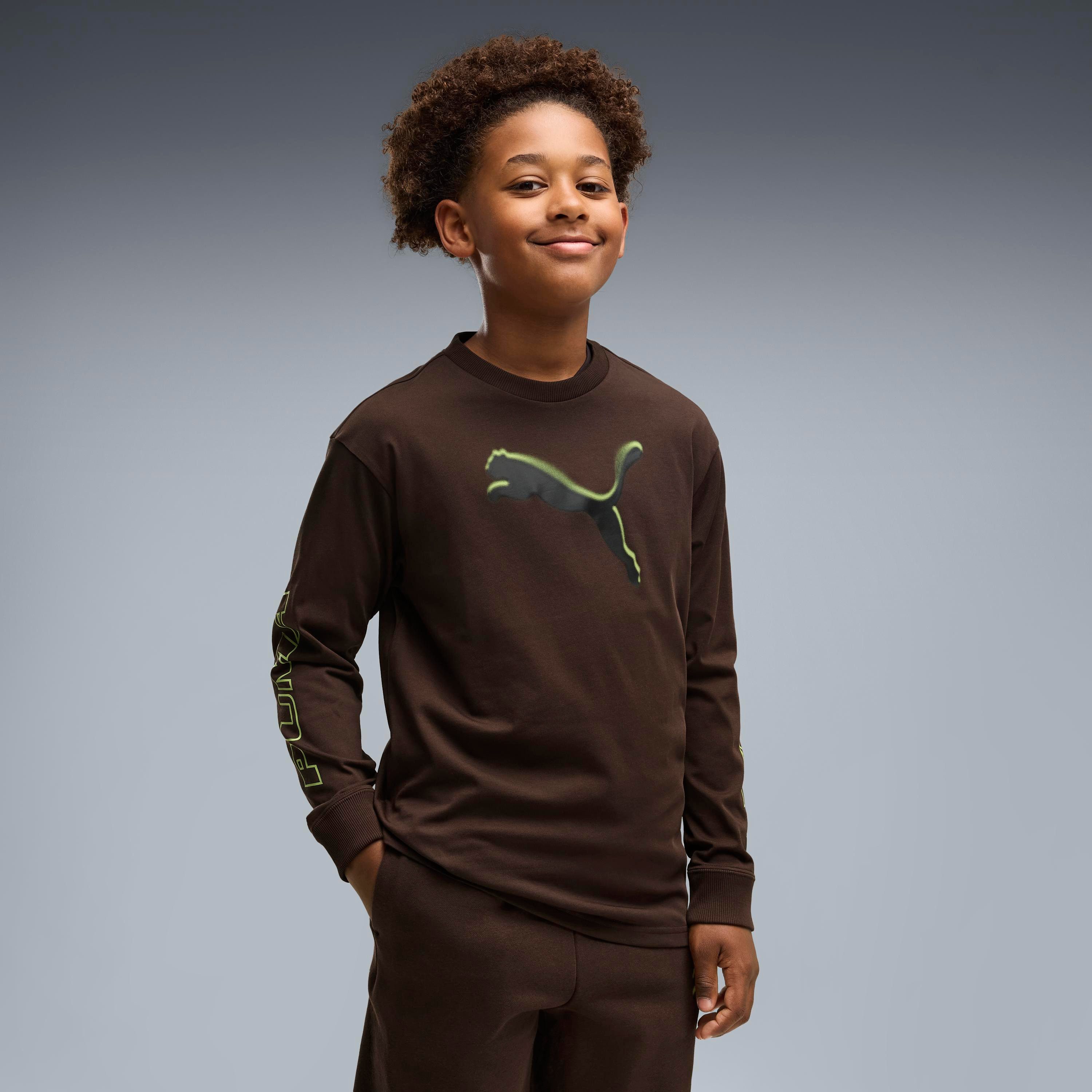 PUMA Langarmshirt STREET RELAXED LONGSLEEVE TEE B für Jugendliche, sportlicher Stil, mit Rundhalsausschnitt