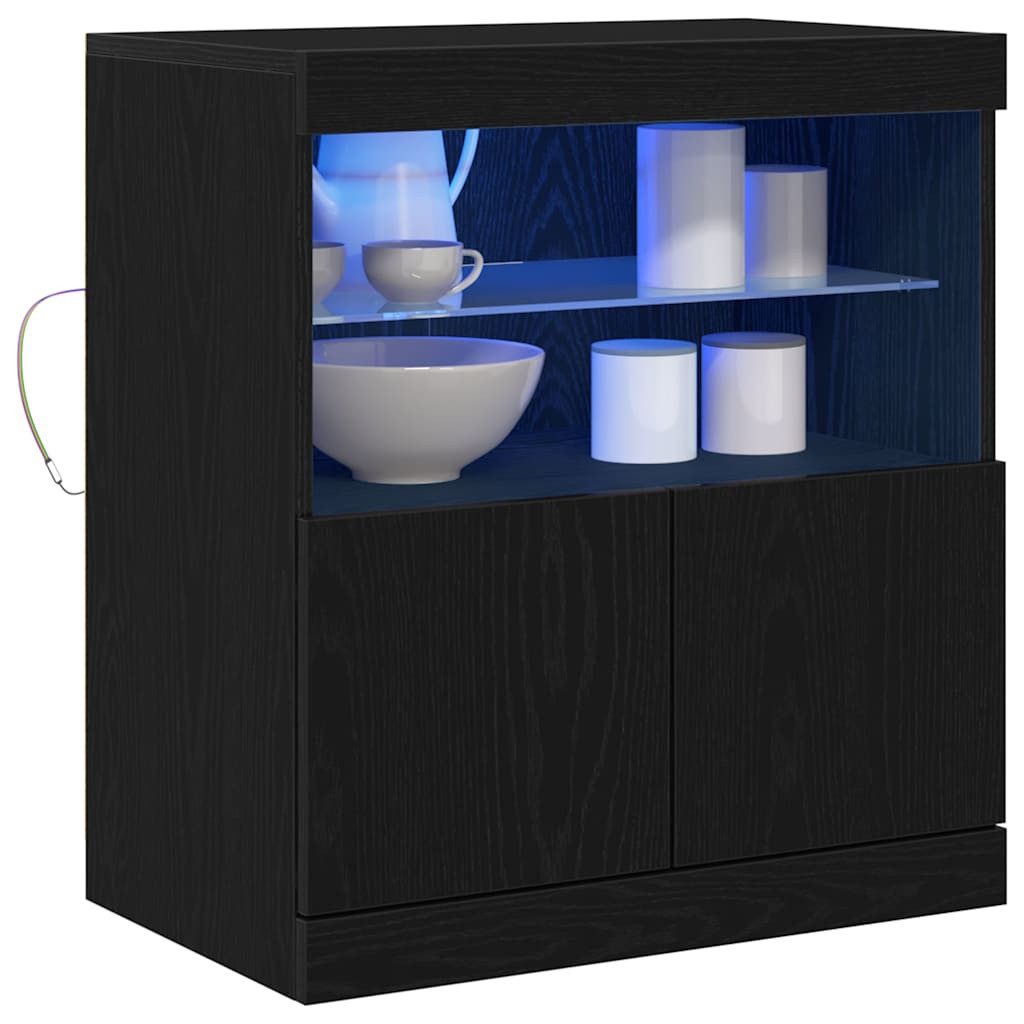 vidaXL Sideboard LED-Sideboard Schwarz 60,5 x 37 x 67 cm Holzwerkstoff (1 St)