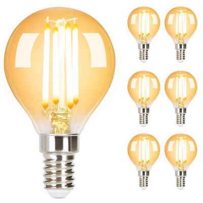 ZMH Edison LED Vintage Glühbirne - G45 2700K E14 E27 LED-Leuchtmittel, E14, 6 St., warmweiß, Filament Retro Glas Birne Energiesparlampe