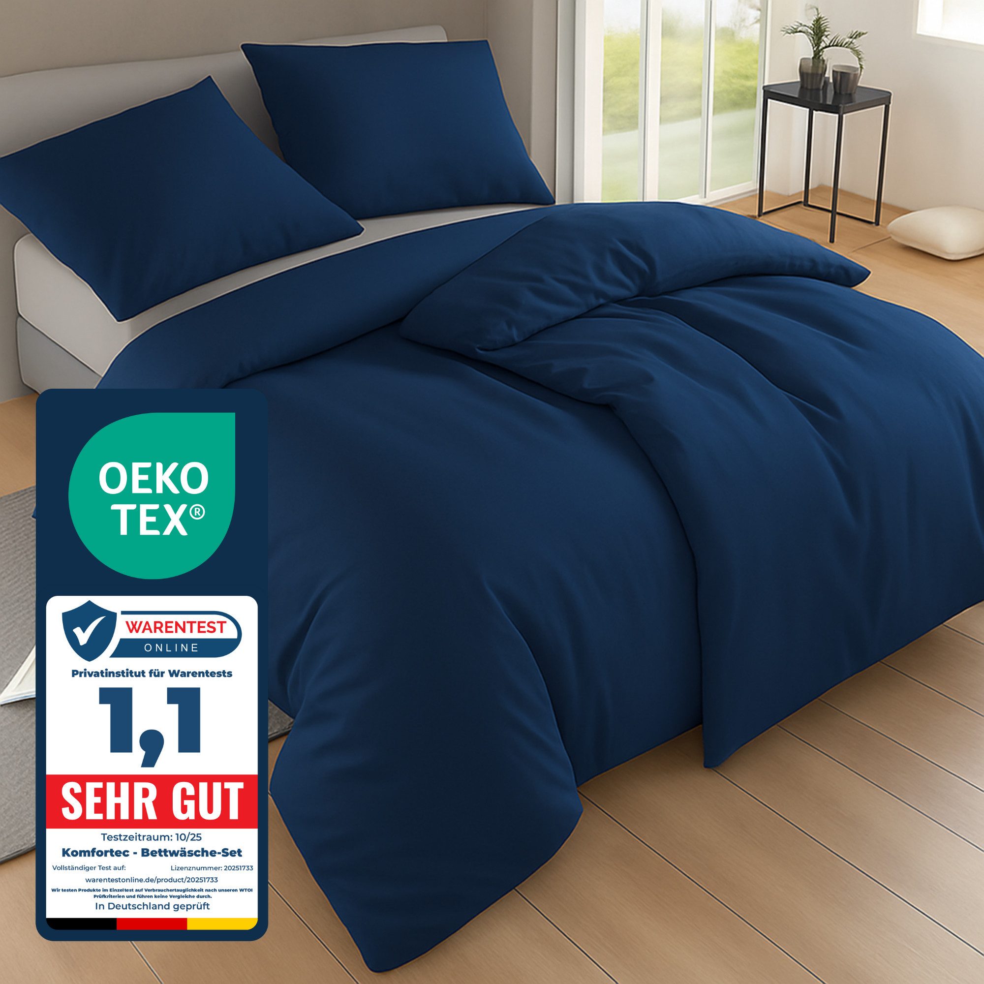 Komfortec Bettwäsche Premium, 135 x 200 bis 220 x 240 cm, 6 verschiedene Größen zur Auswahl, gebürstet 100% Mikrofaser, 4 teilig, Superweiches Bettwäsche-Set, Knitterfrei, Atmungsaktiv