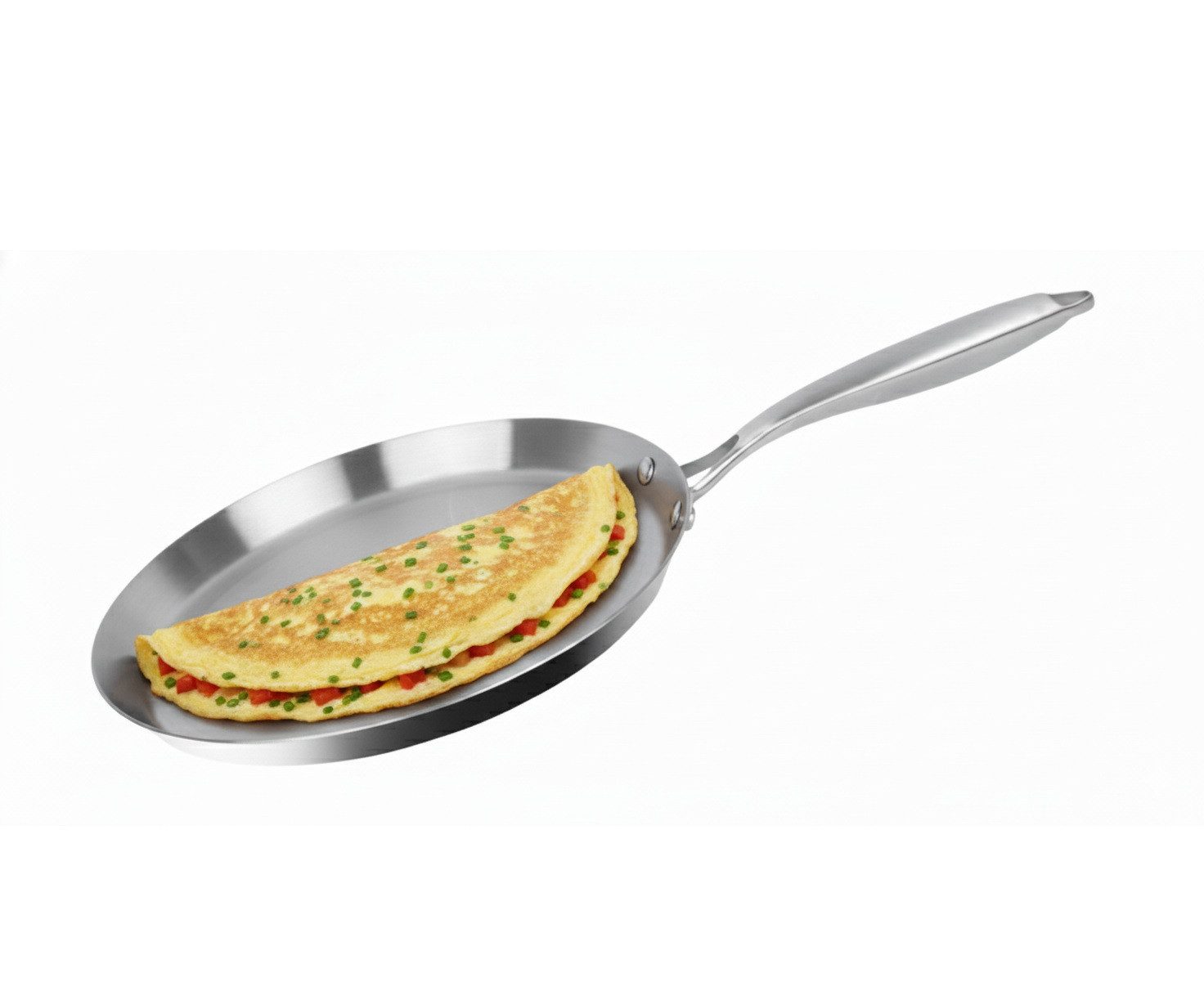 Cheffinger Crêpepfanne Edelstahl Crêpe Pfanne ø28 cm - Induktionsgeeignet & Antihaft, Edelstahl (1-tlg), Induktionsgeeignet, ergonomischer Griff, Silber
