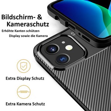 FITSU Handyhülle Handyhülle für iPhone 11 Case im Carbon Design Schwarz, Handyhülle mit Carbon Optik, stabile Schutzhülle, Case mit Eckenschutz