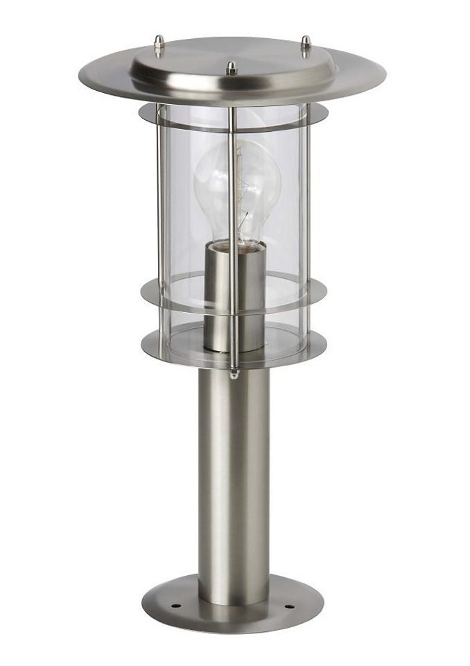 Brilliant Außen-Stehlampe York, Lampe York Außensockelleuchte 40cm edelstahl  1x A60, E27, 40W, geeig