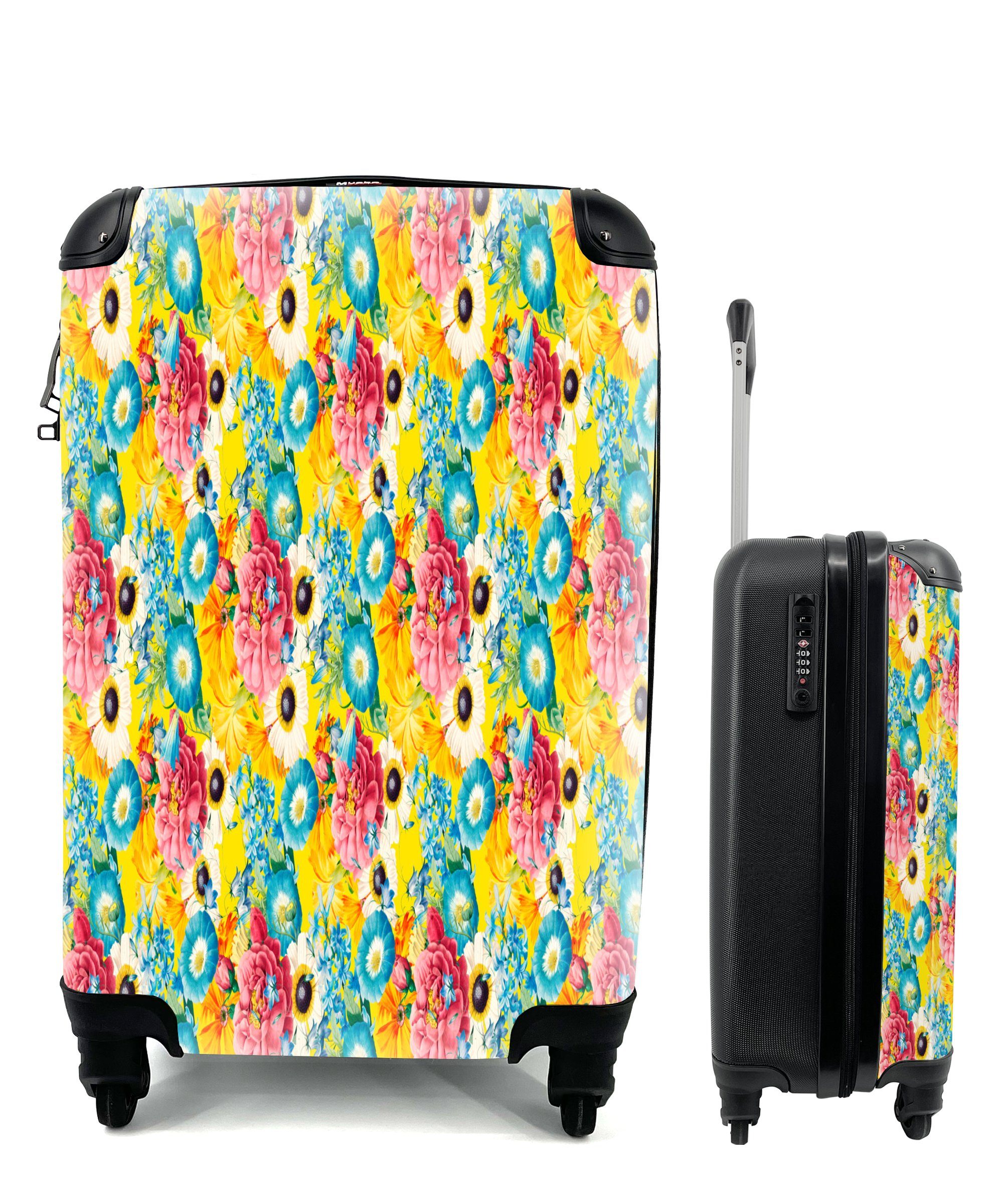 MuchoWow Handgepäckkoffer Blumen - Farben - Muster, 4 Rollen, Reisetasche mit rollen, Handgepäck für Ferien, Trolley, Reisekoffer