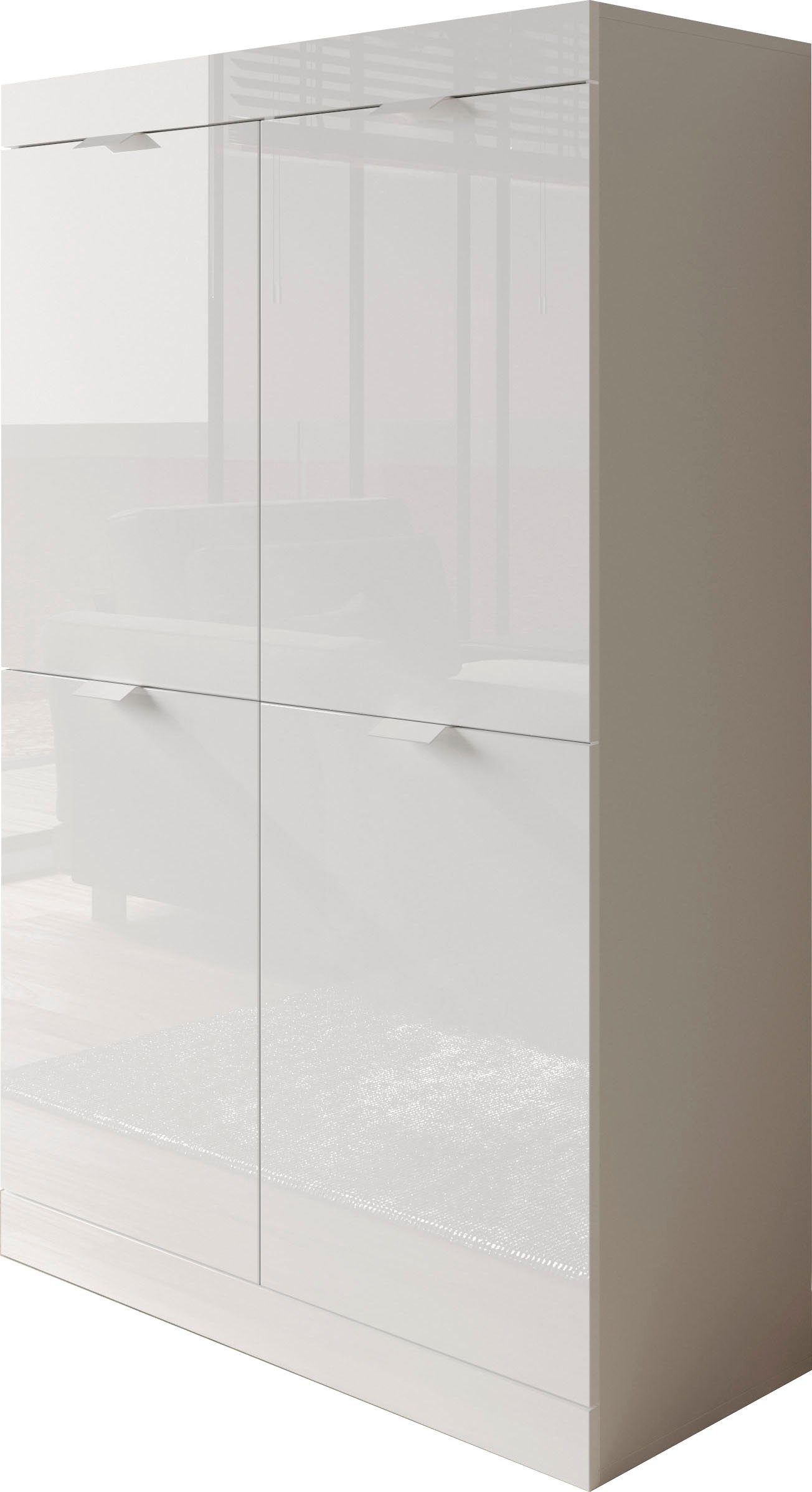 LC Highboard Slim, cm, Hochglanz weiß Lack 91 Breite