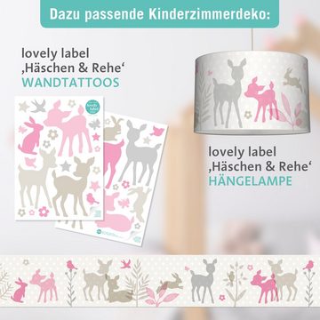lovely label Bordüre Häschen & Rehe rosa/grau/beige - Wanddeko Kinderzimmer, selbstklebend