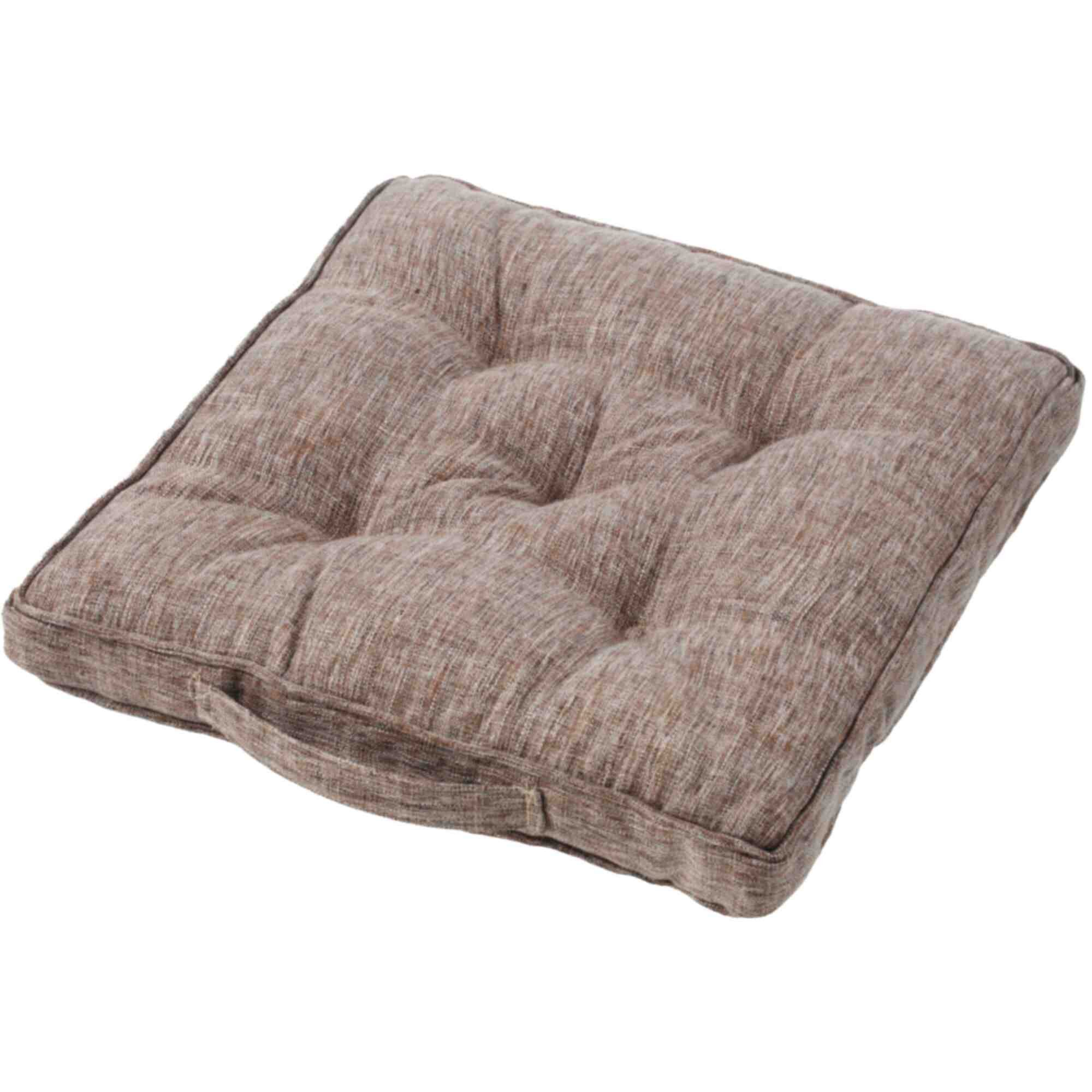 B&S Stuhlkissen Sitzkissen gesteppt braun 40 x 40 cm stark gepolstert