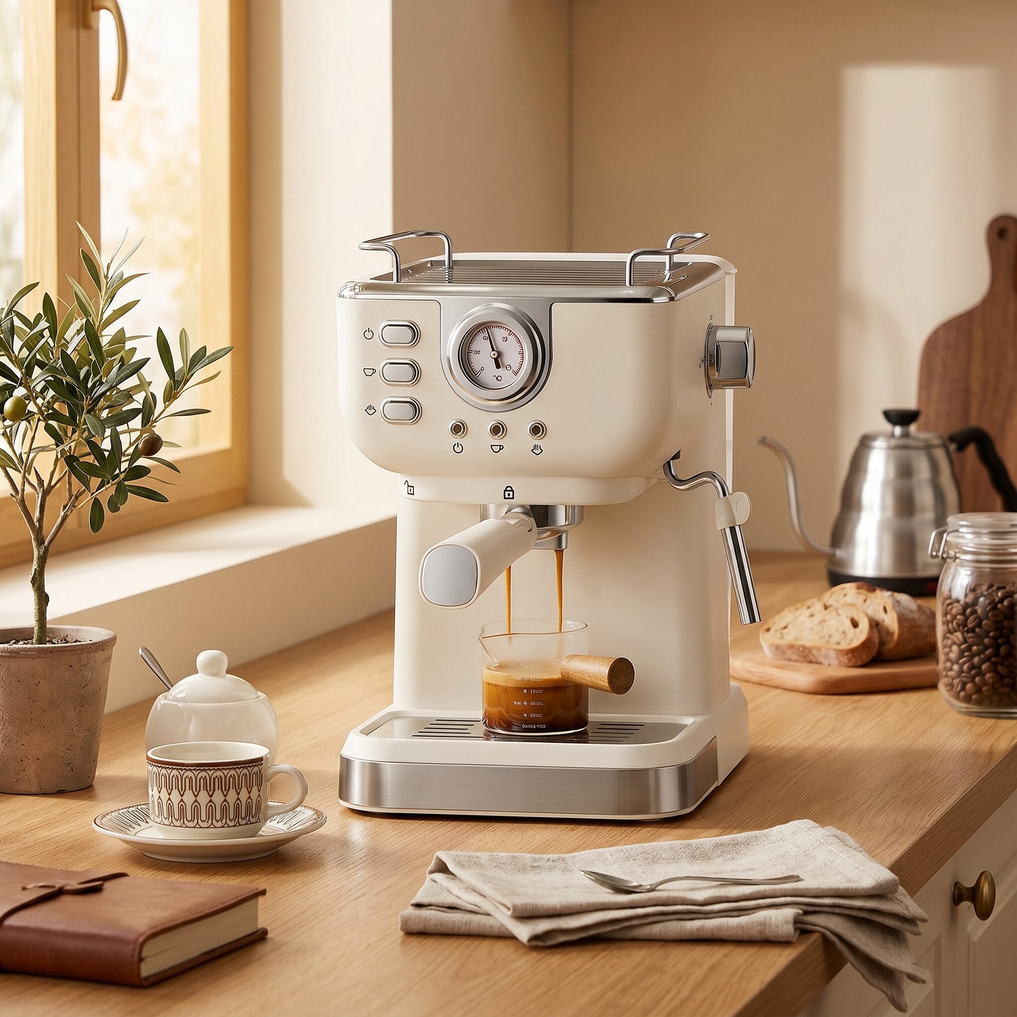 GARRYFIZH Kaffeehalbautomat, Hochdruckextraktion 1,5 l Fassungsvermögen