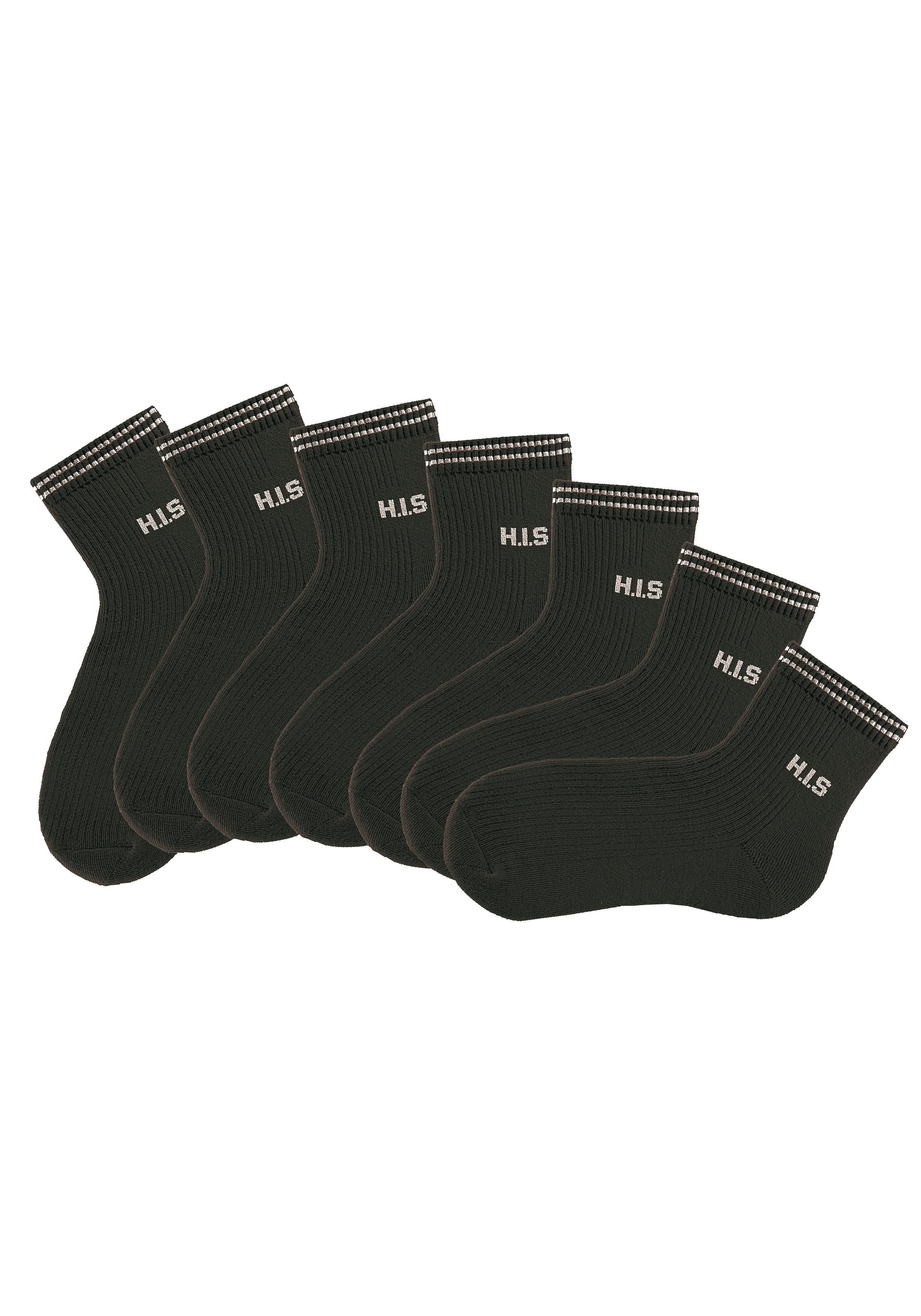 H.I.S Kurzsocken Damen Vollfrottee Socken mit Rippstruktur (Packung, 7-Paar) atmungsaktive Baumwolle