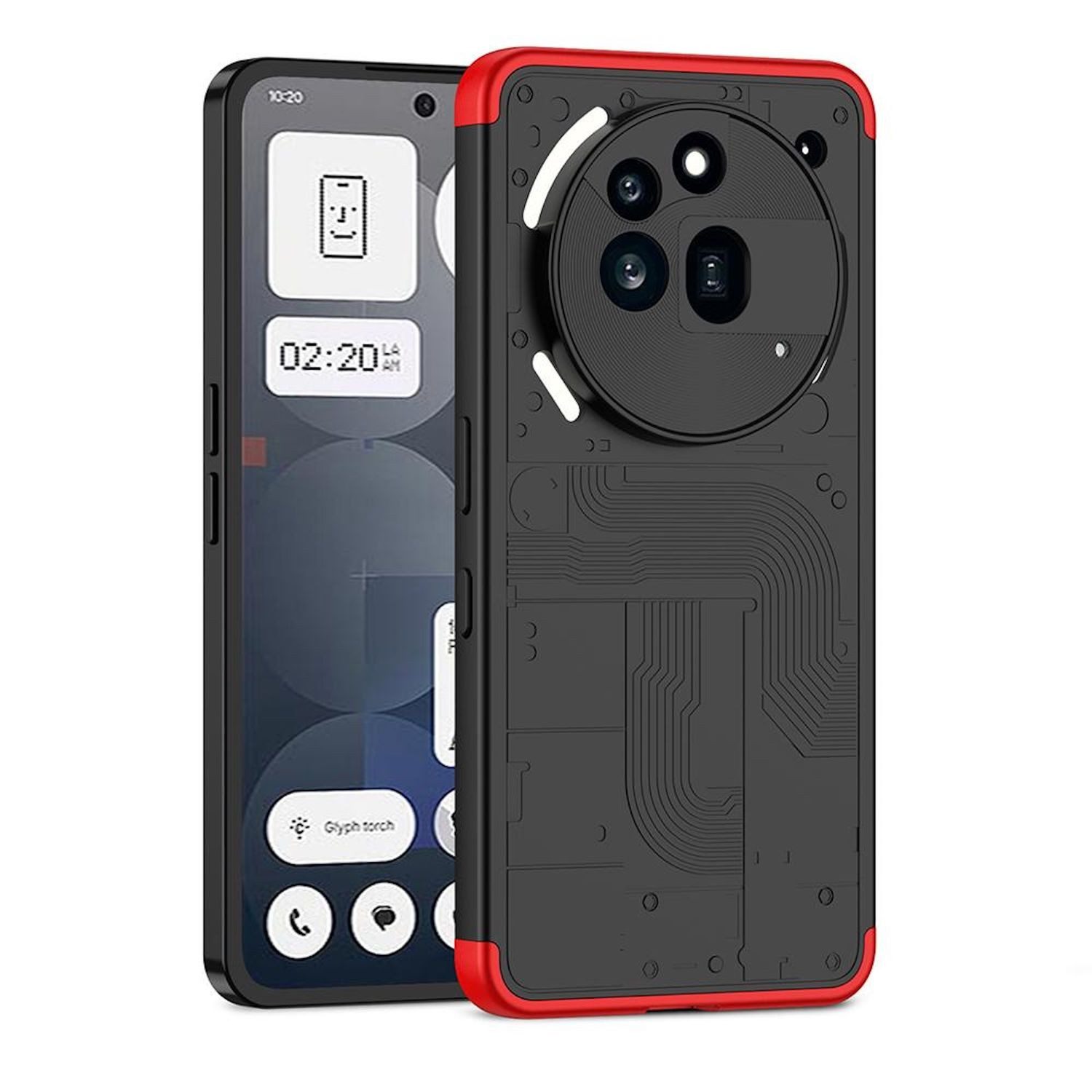 Wigento Handyhülle Für Nothing Phone 3a Pro Dreiteilige GKK Rundum Schutz Hülle Cover Rot, GKK Schutzhülle mit dreiteiliger Rundum-Abdeckung